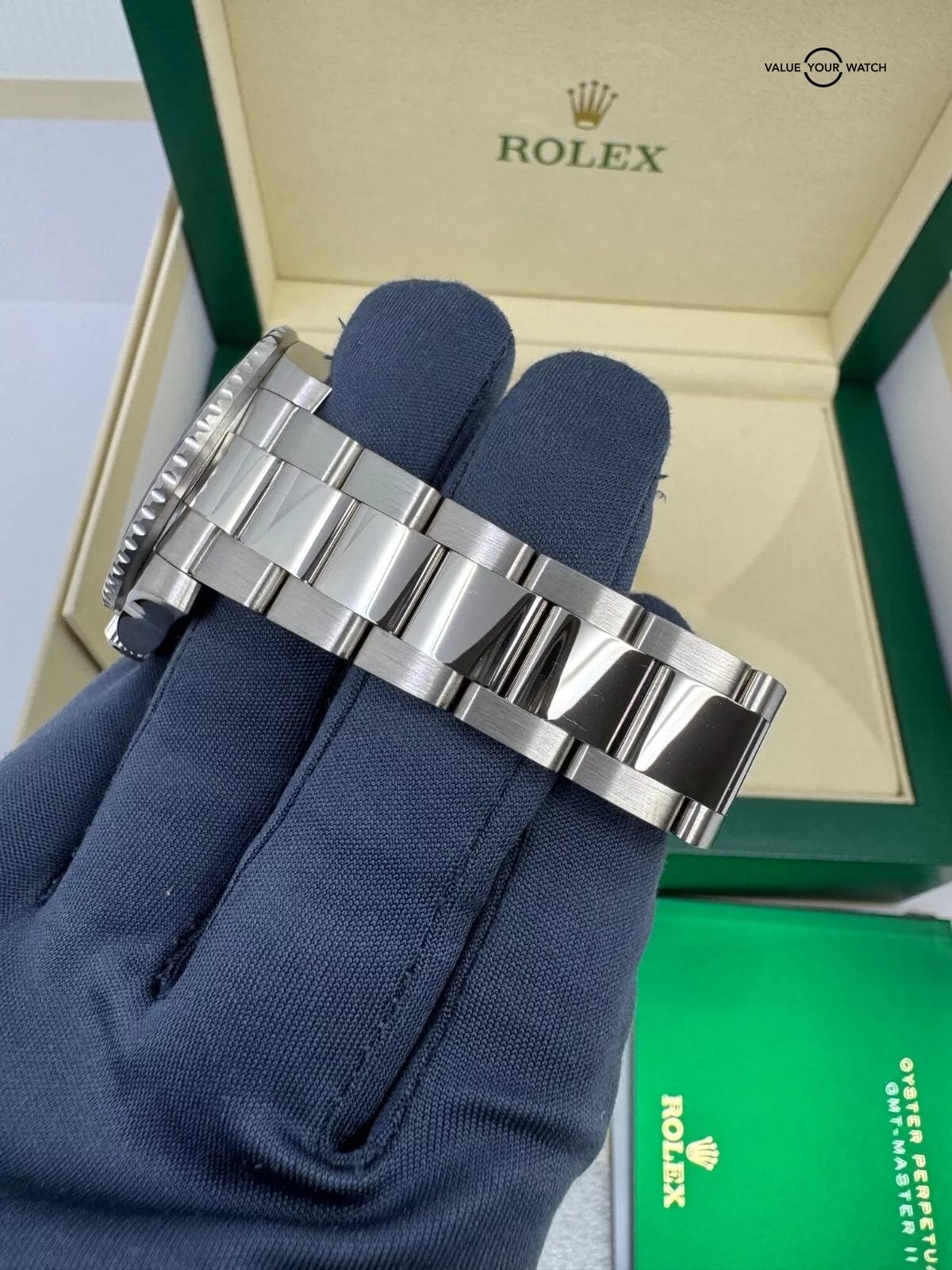 2016 PAPERS White Gold Black Dial GMT-Master II Pepsi Rolex Box Papers - Image 6