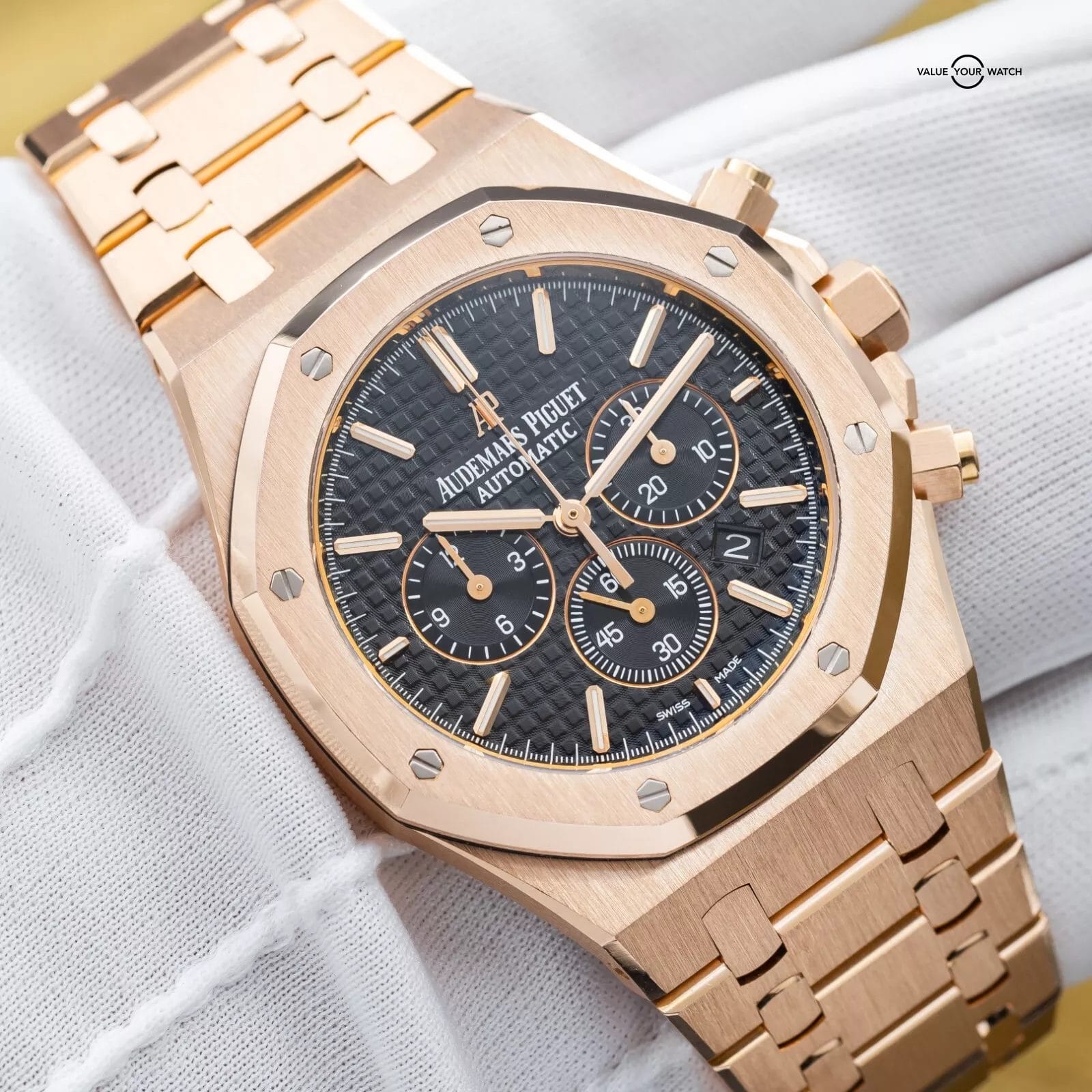 Audemars Piguet Royal Oak Chrono 41mm Rose Gold 26320OR Black Dial 2016 Full Set - Image 3