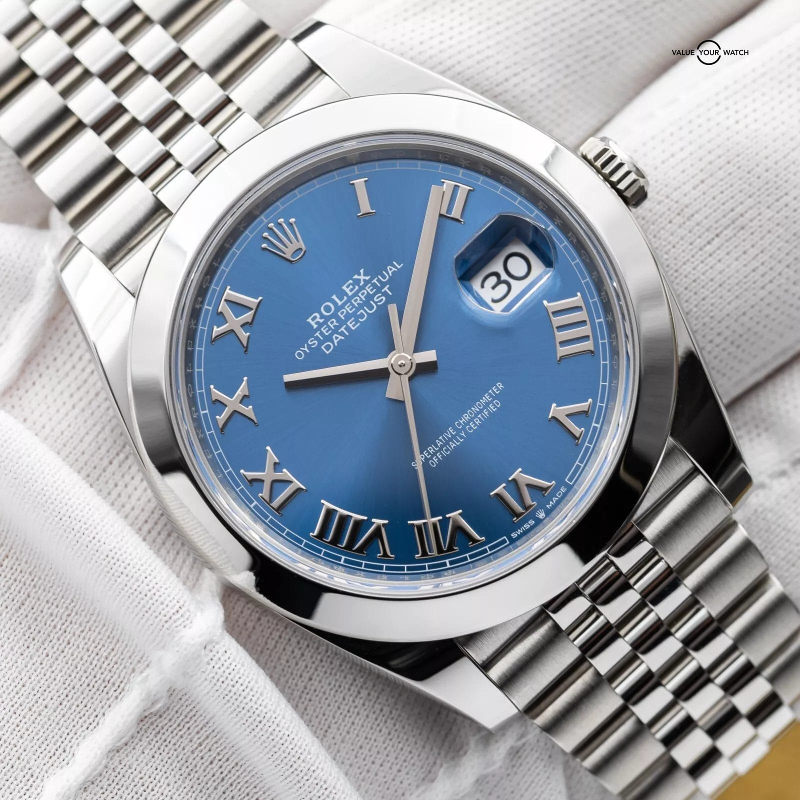 2025 Rolex Datejust 41mm DJ41 Azzurro Blue Romans Jubilee - 126300 Full Set - Image 3