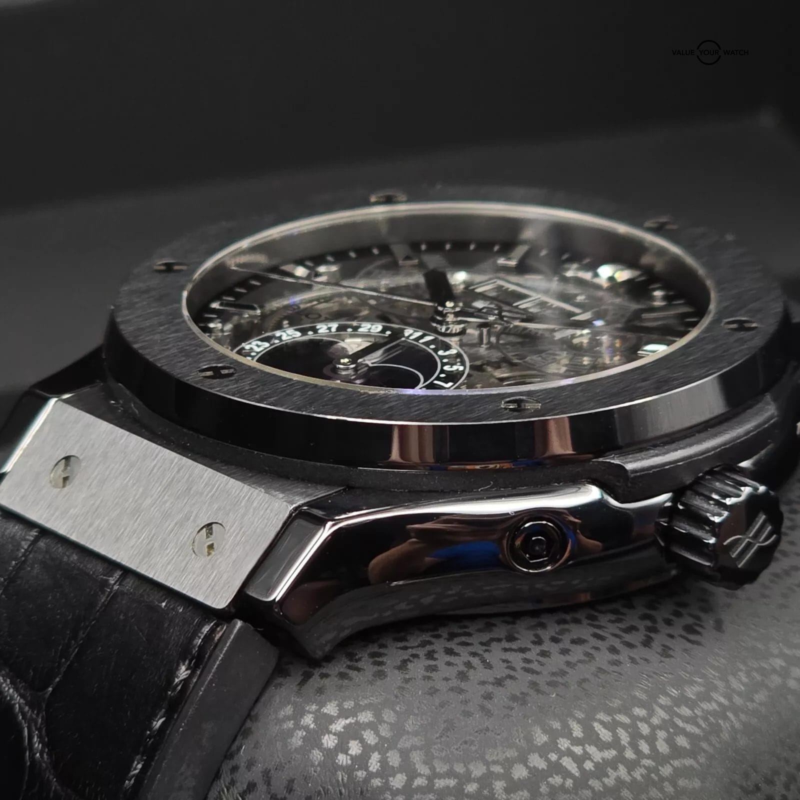 Hublot Aerofusion Moonphase, skeleton dial in black ceramic! Triple Date Classic - Image 2