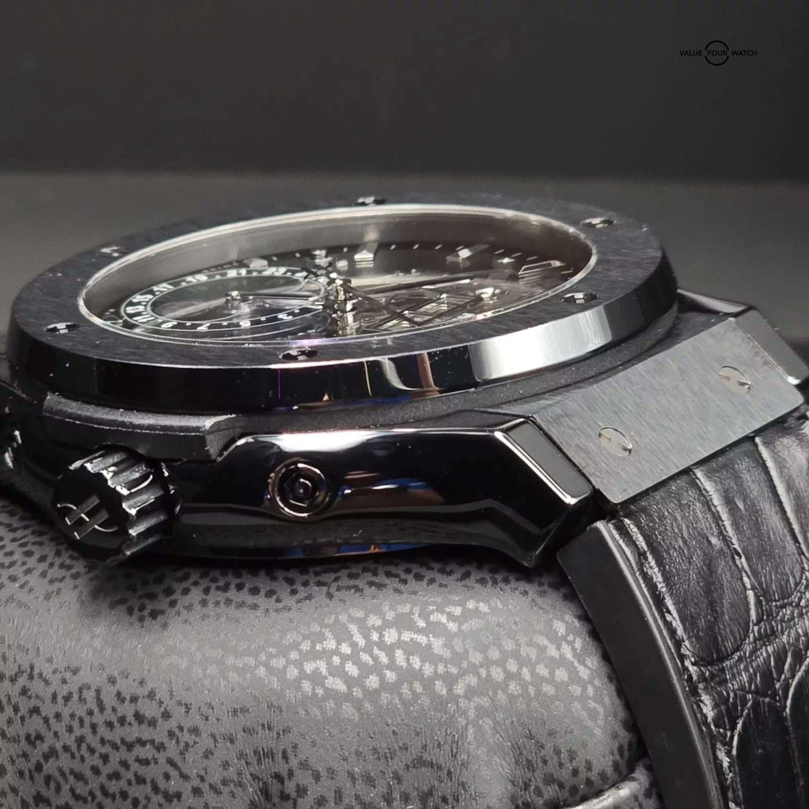 Hublot Aerofusion Moonphase, skeleton dial in black ceramic! Triple Date Classic - Image 8