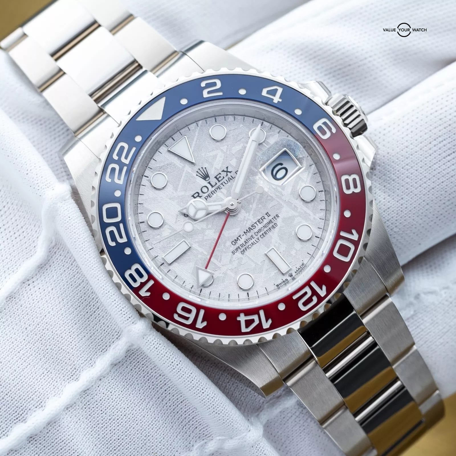 Unworn 2023 Rolex GMT Master II Pepsi Meteorite Dial White Gold 40mm 126719BLRO - Image 6