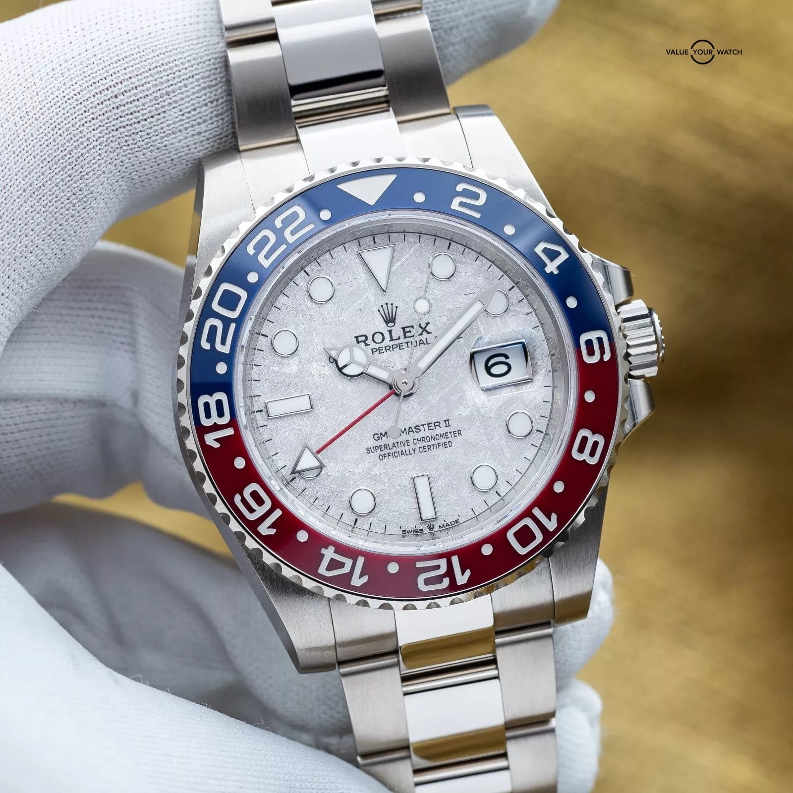 Unworn 2023 Rolex GMT Master II Pepsi Meteorite Dial White Gold 40mm 126719BLRO - Image 7