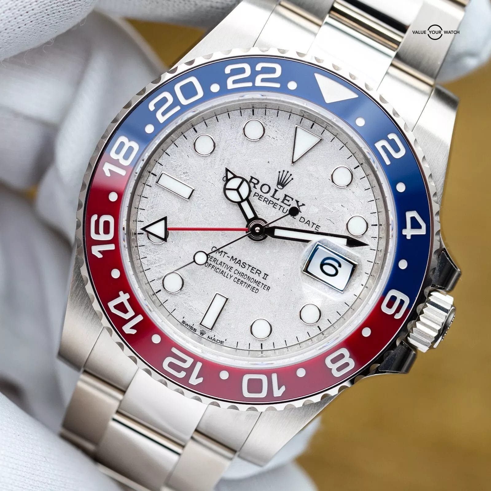 Unworn 2023 Rolex GMT Master II Pepsi Meteorite Dial White Gold 40mm 126719BLRO - Image 8