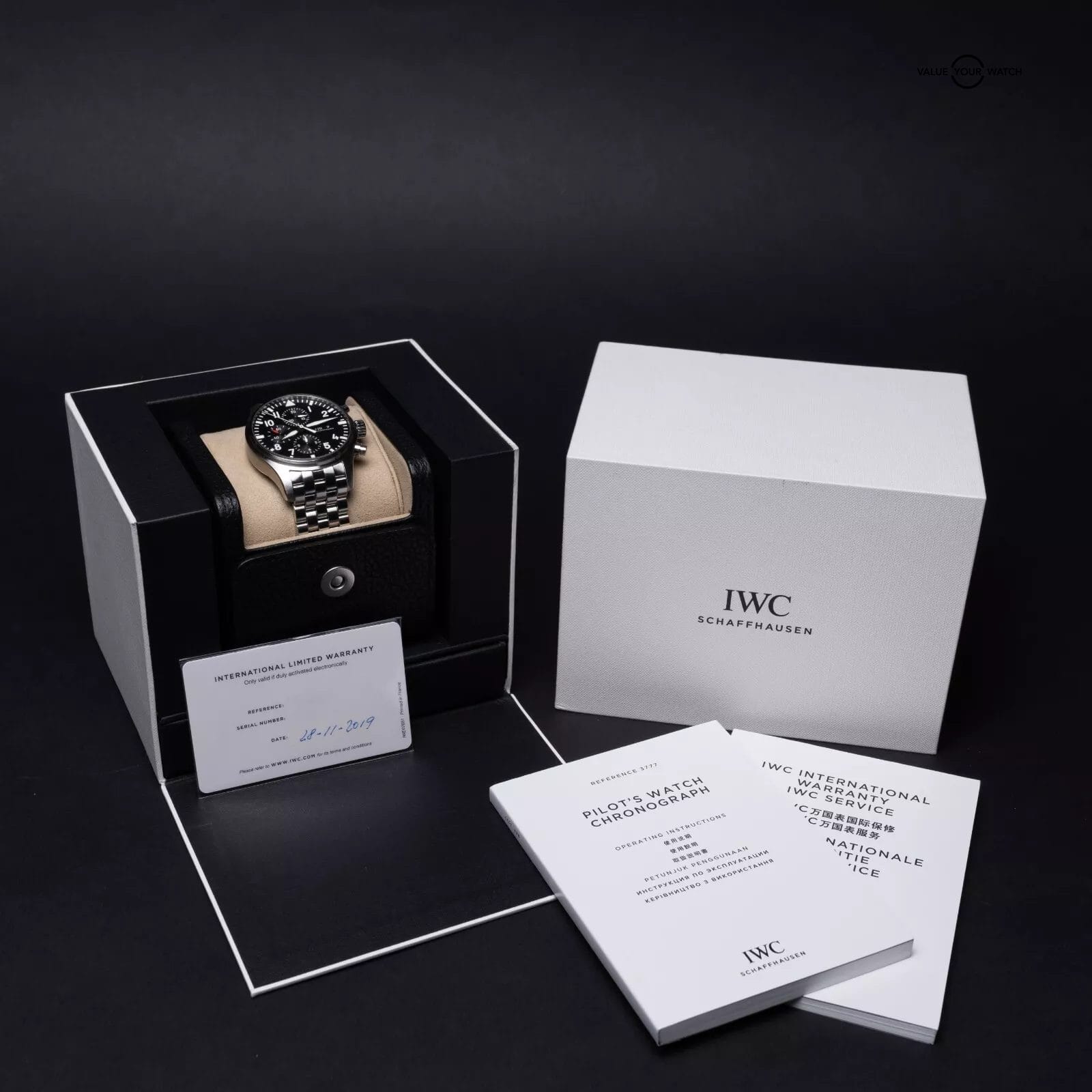 IWC Pilot's Chronograph Black Dial Men's Black Watch - IW377710 Box & Papers - Image 2