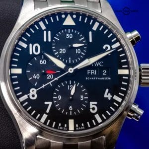 IWC Pilot’s Chronograph Black Dial Men’s Black Watch – IW377710 Box & Papers