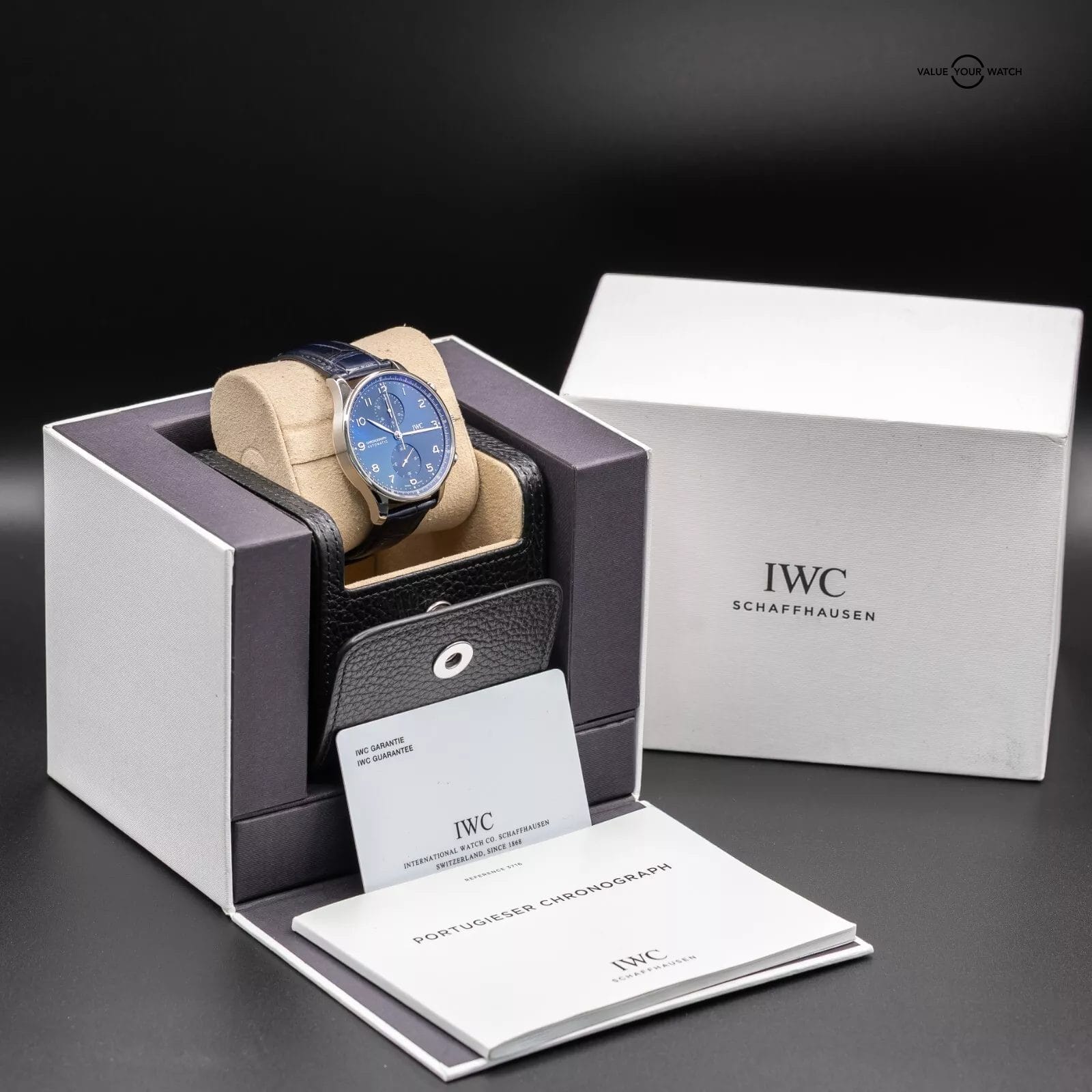 IWC Portugieser Chronograph Blue Dial Mens Watch Box & Papers IW371606 - Image 2