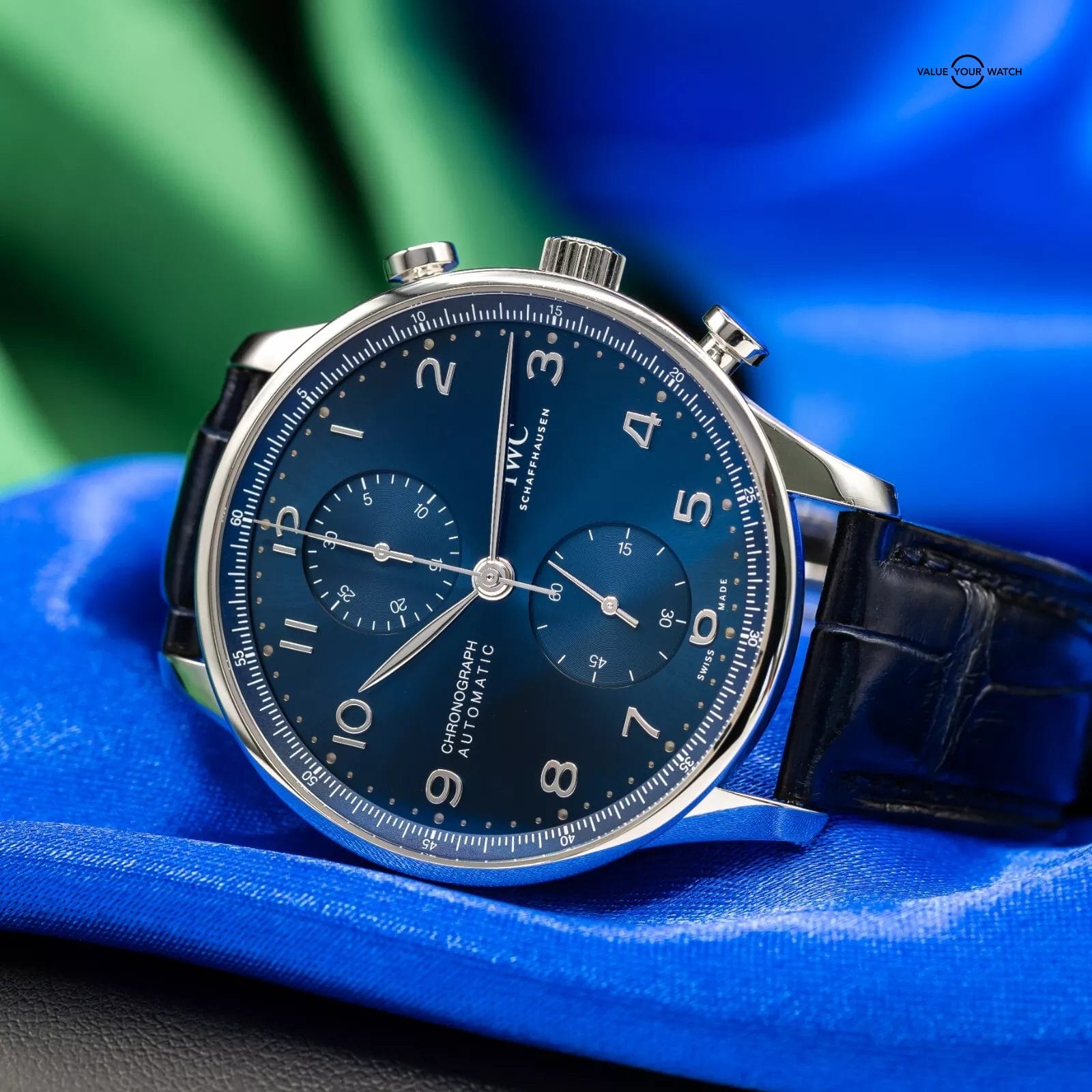 IWC Portugieser Chronograph Blue Dial Mens Watch Box & Papers IW371606 - Image 4