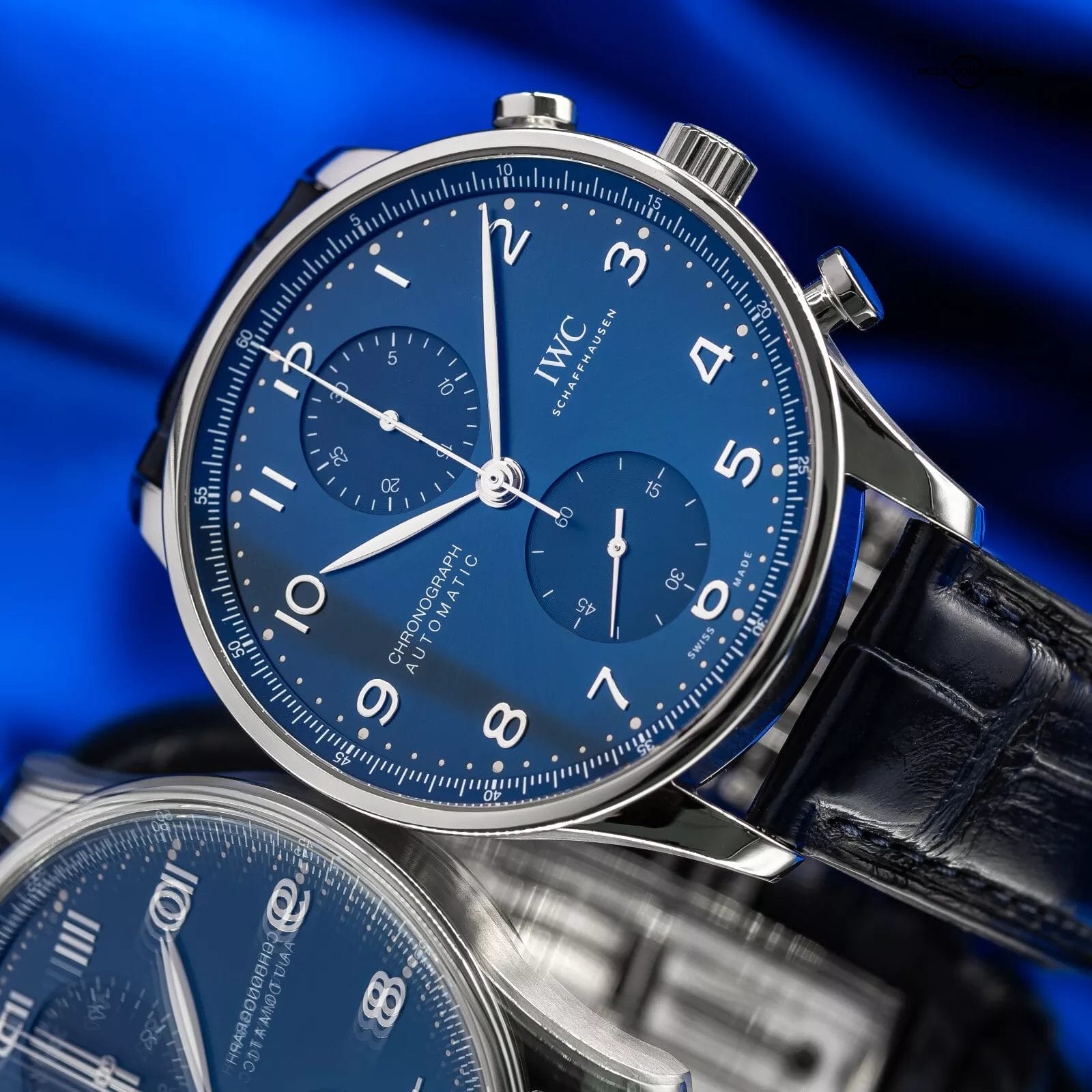IWC Portugieser Chronograph Blue Dial Mens Watch Box & Papers IW371606 - Image 9