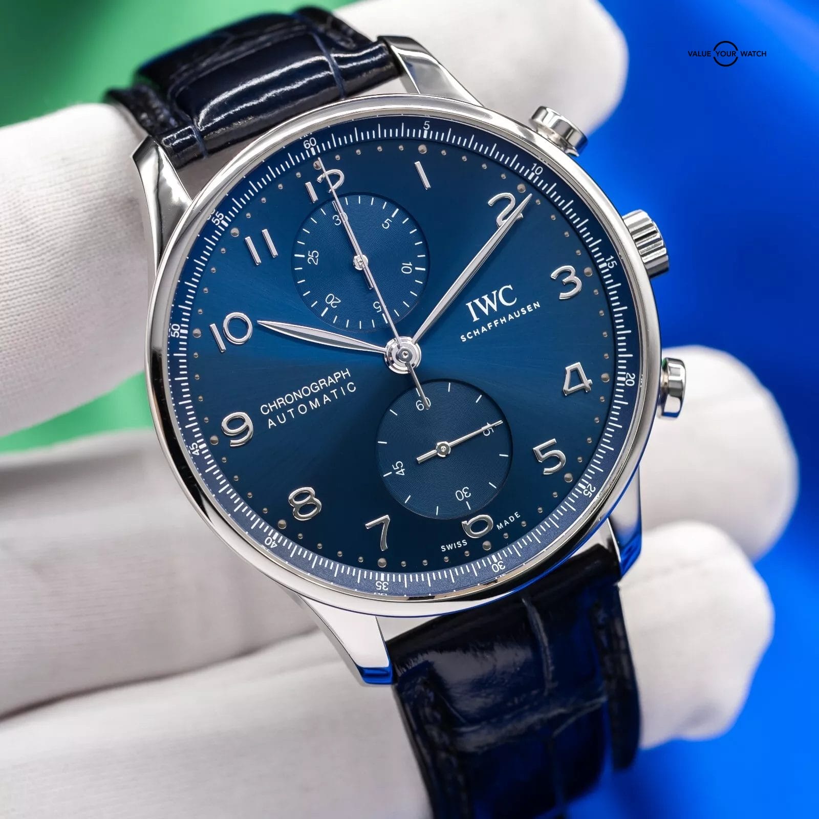 IWC Portugieser Chronograph Blue Dial Mens Watch Box & Papers IW371606 - Image 13