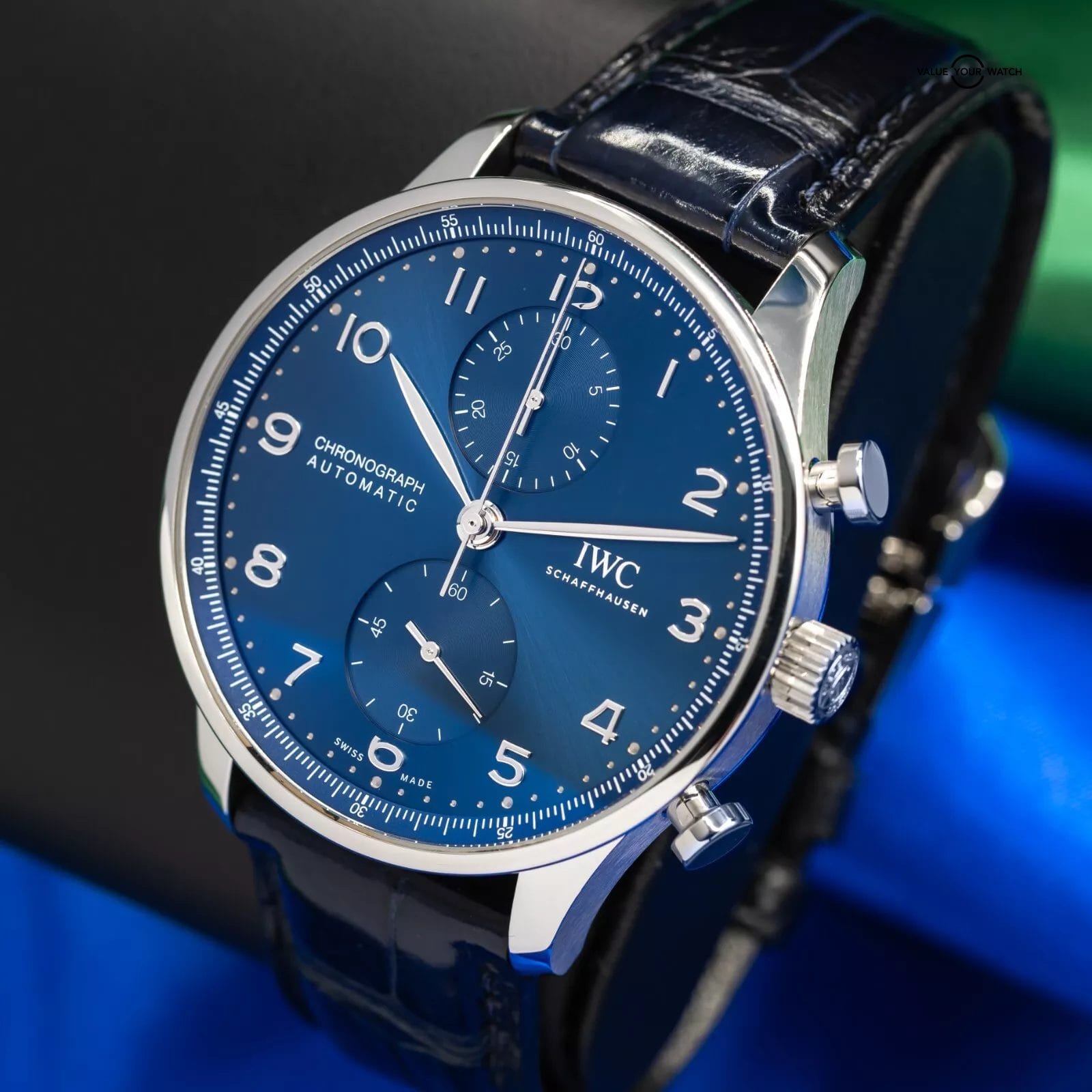 IWC Portugieser Chronograph Blue Dial Mens Watch Box & Papers IW371606 - Image 14