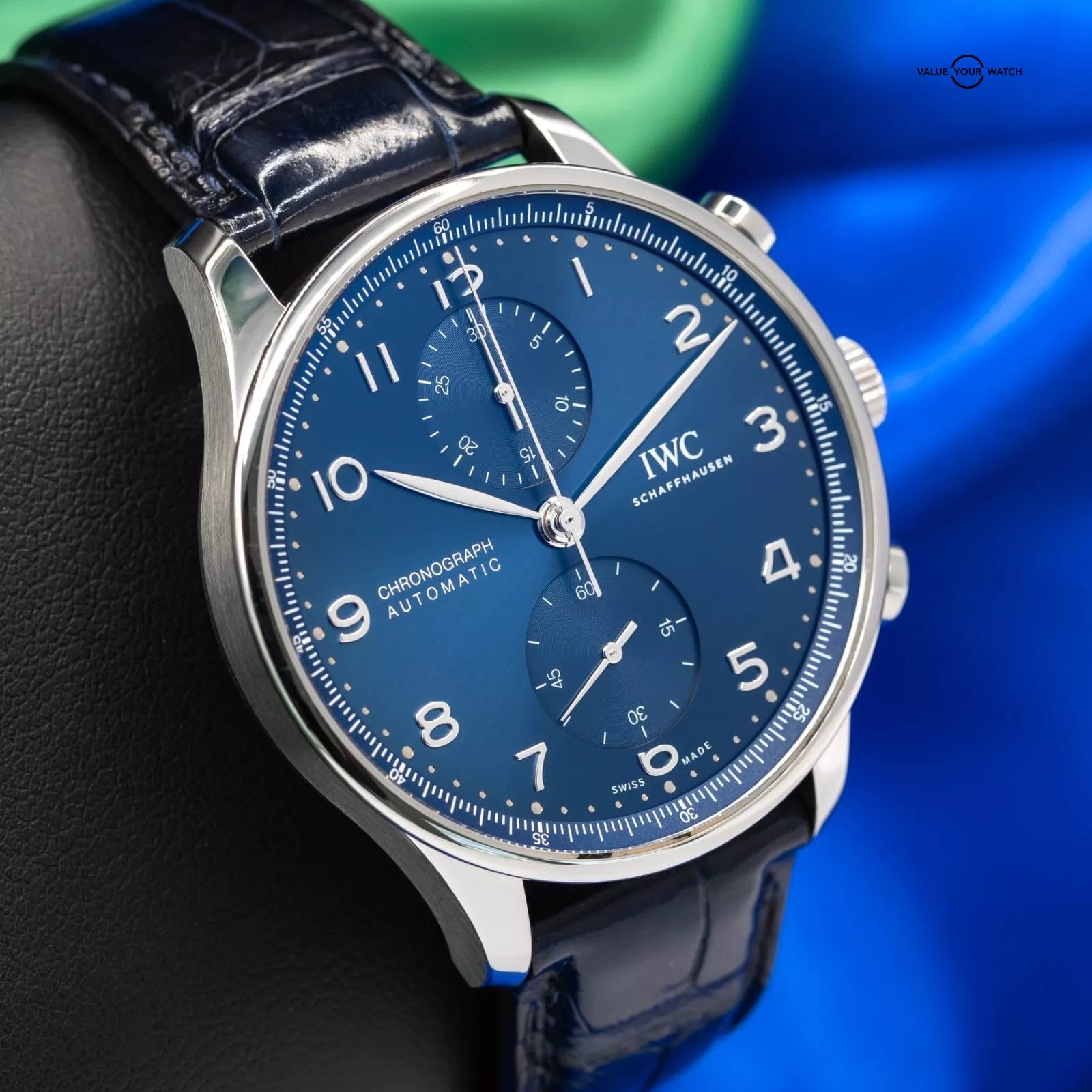 IWC Portugieser Chronograph Blue Dial Mens Watch Box & Papers IW371606 - Image 16
