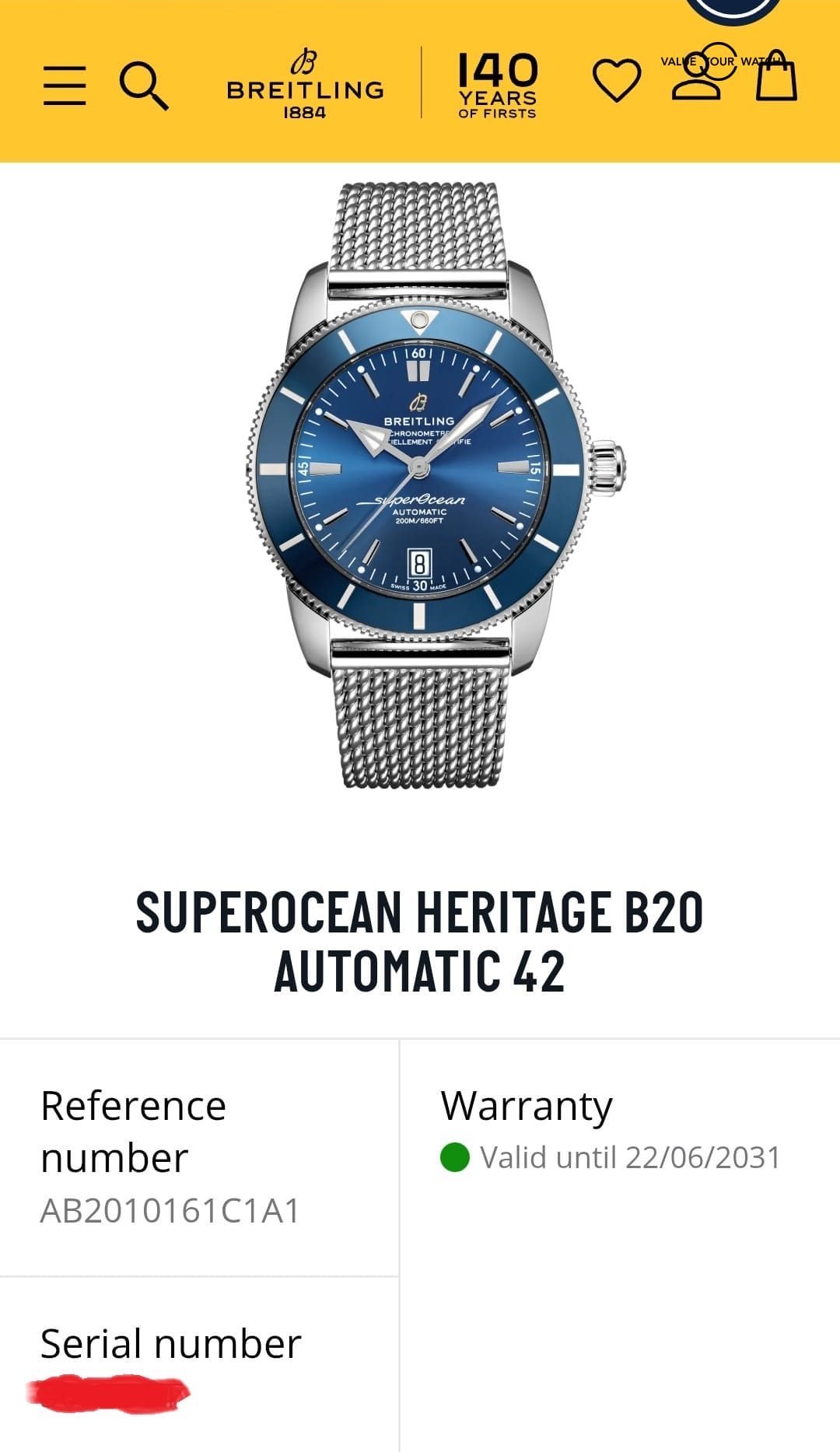 BREITLING Superocean Heritage B20 Auto 42MM Blue Dial Men's Watch AB2010161C1A1 - Image 3