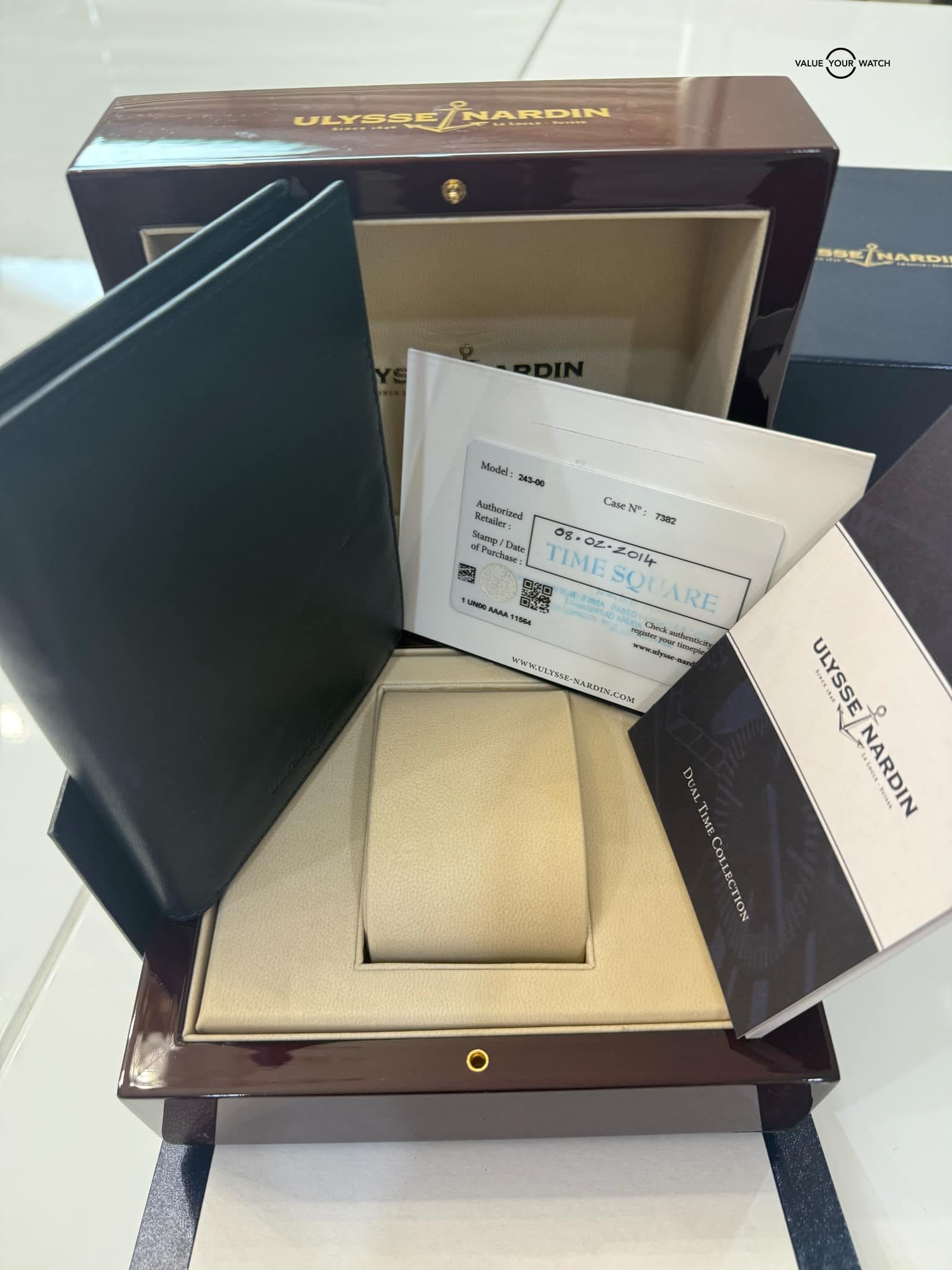 Ulysse Nardin Executive Dual Time Blue Steel Ceramic 243-00 43mm on Leather Strap - Image 6