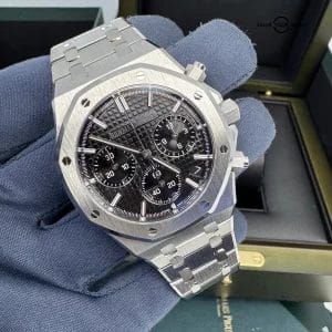 2022 50th Anniversary Rotor Black Dial Steel Royal Oak Flyback Chronograph B+P