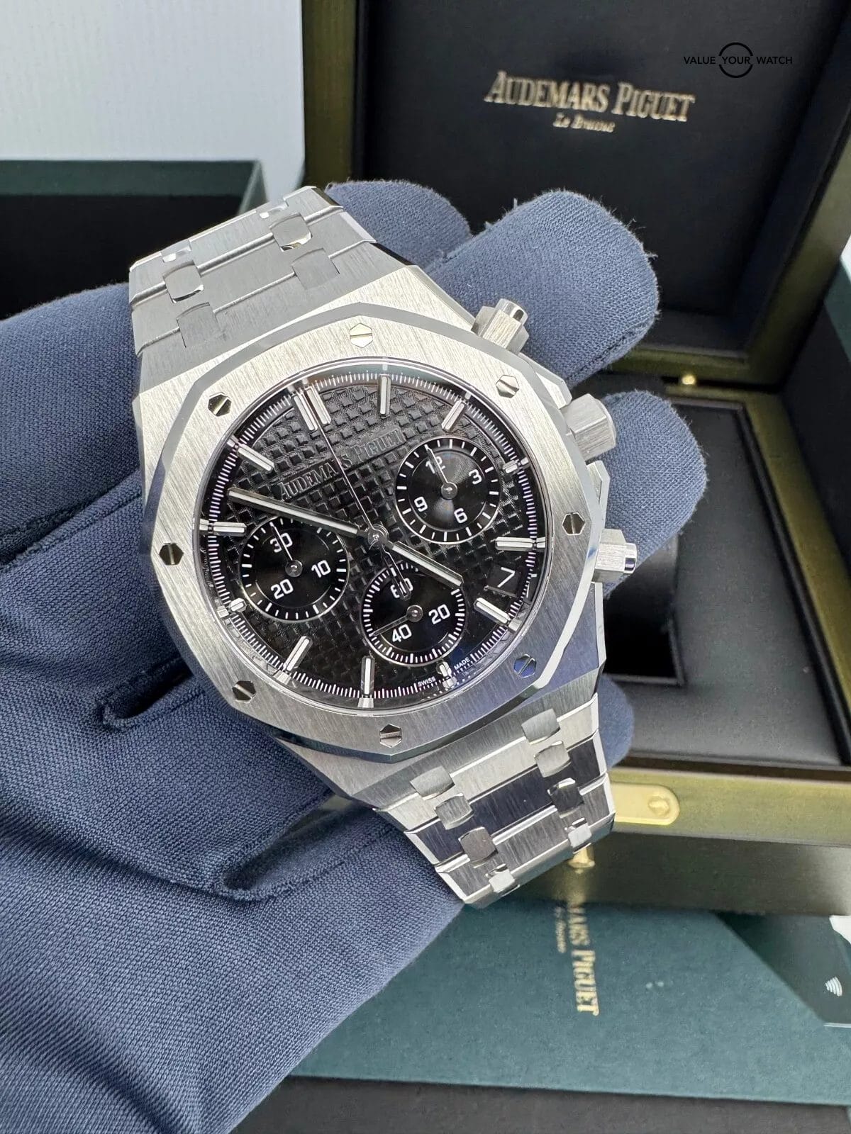 2022 50th Anniversary Rotor Black Dial Steel Royal Oak Flyback Chronograph B+P