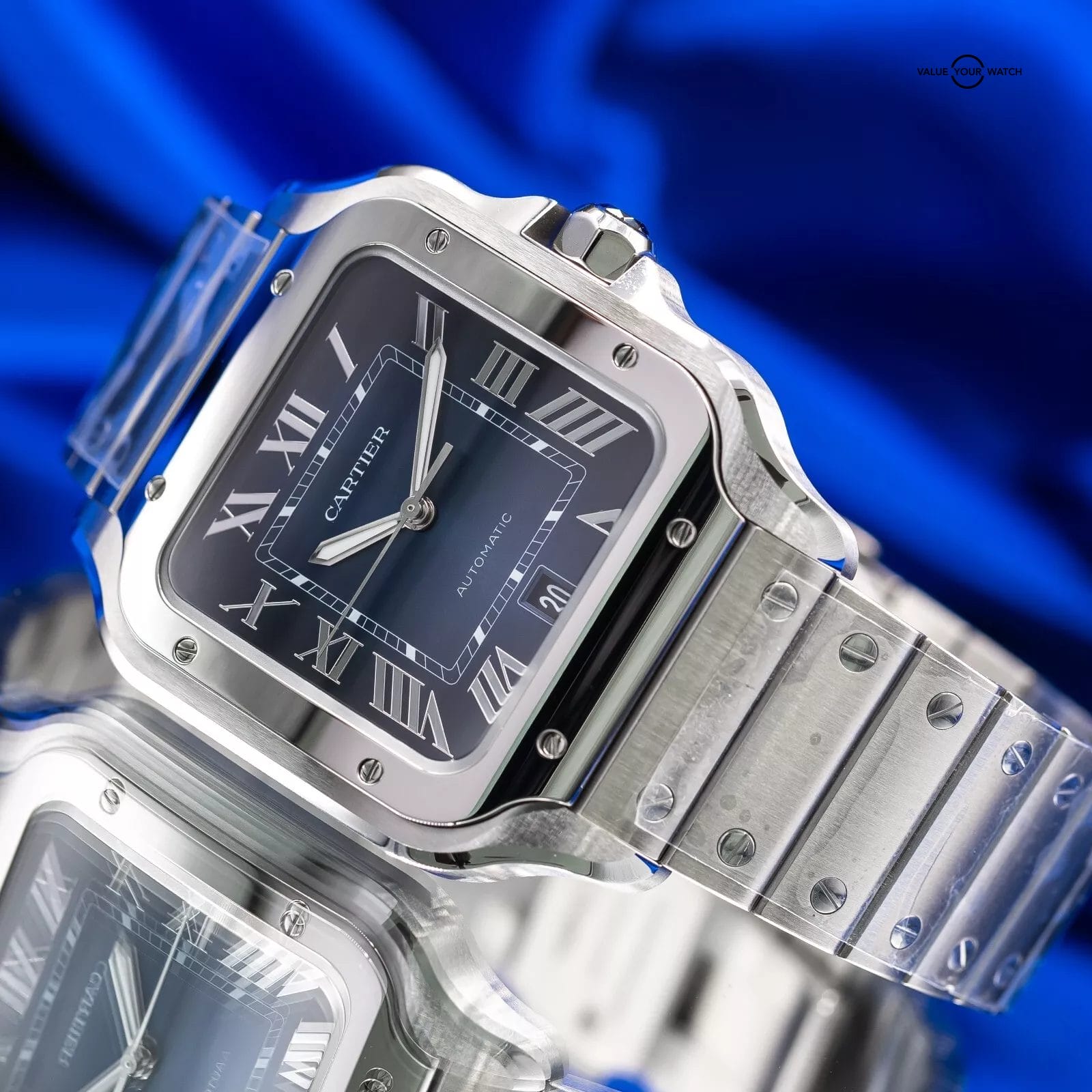 2025 Cartier Santos de Cartier Large Blue Dial WSSA0071 Full Set - Image 3