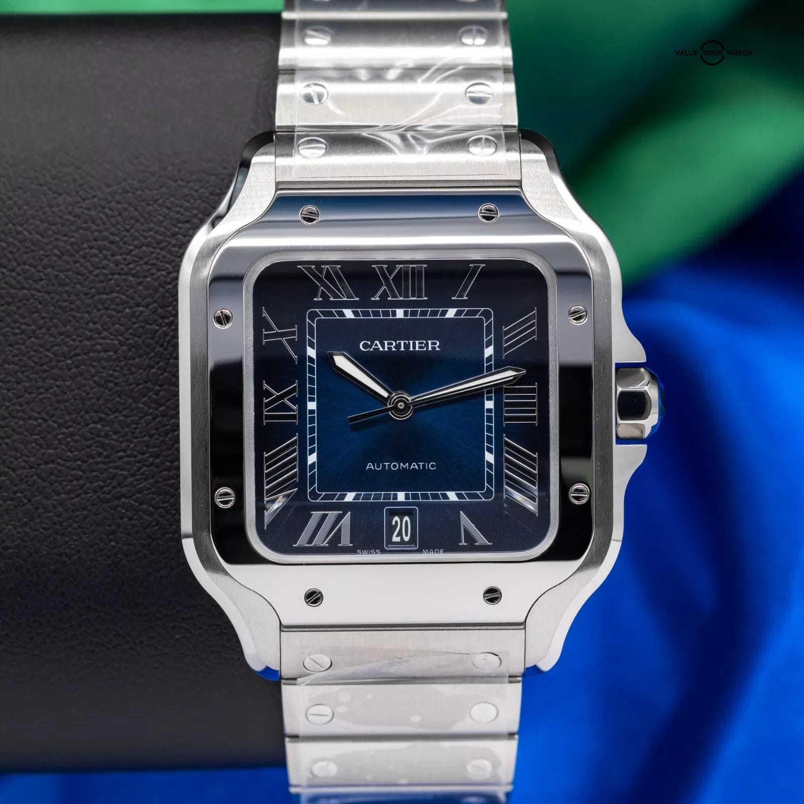2025 Cartier Santos de Cartier Large Blue Dial WSSA0071 Full Set