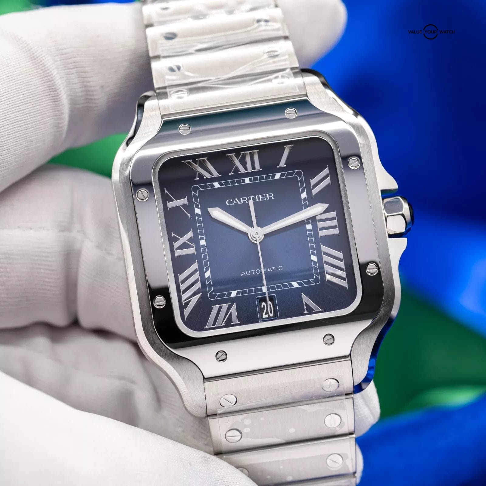 2025 Cartier Santos de Cartier Large Blue Dial WSSA0071 Full Set - Image 12