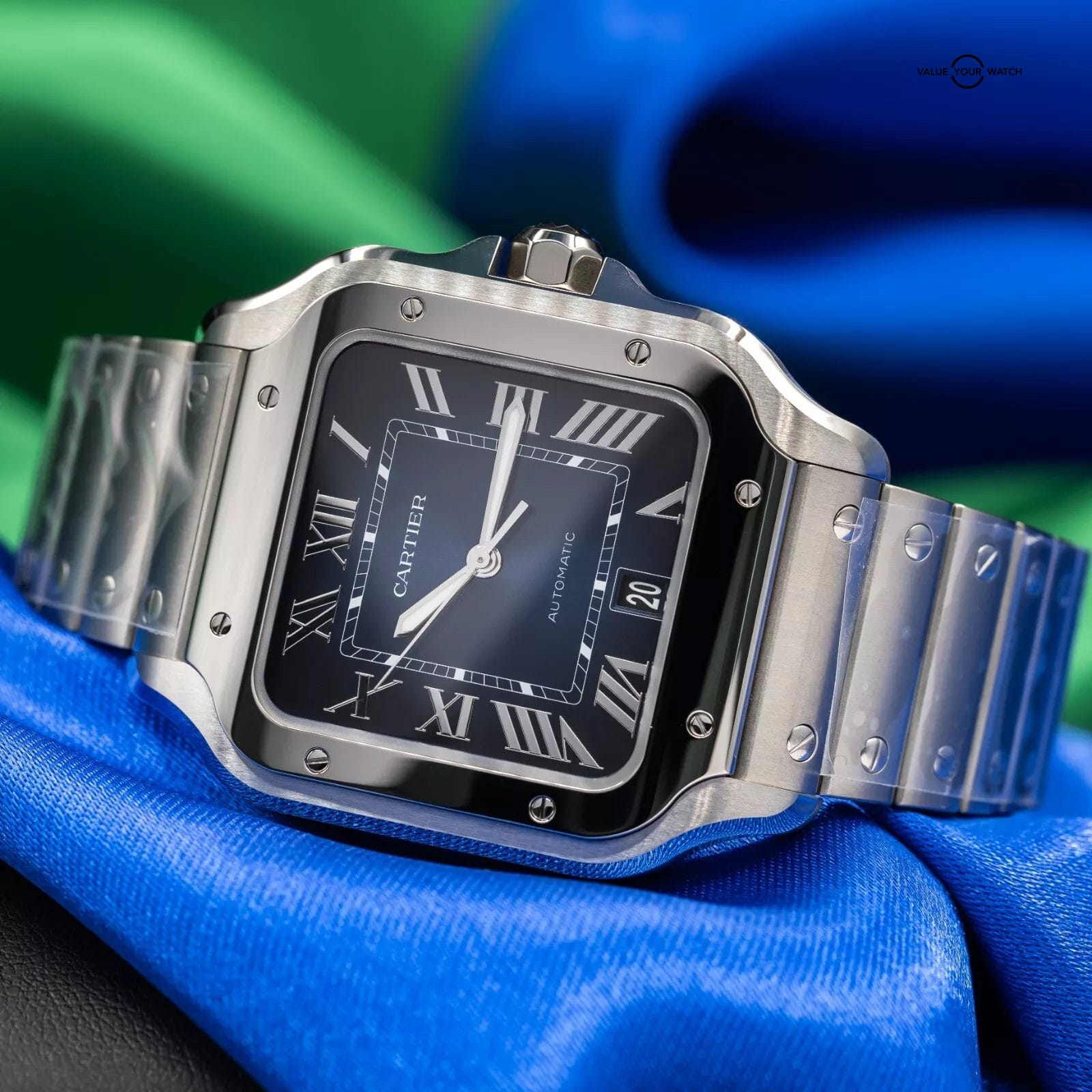 2025 Cartier Santos de Cartier Large Blue Dial WSSA0071 Full Set - Image 15