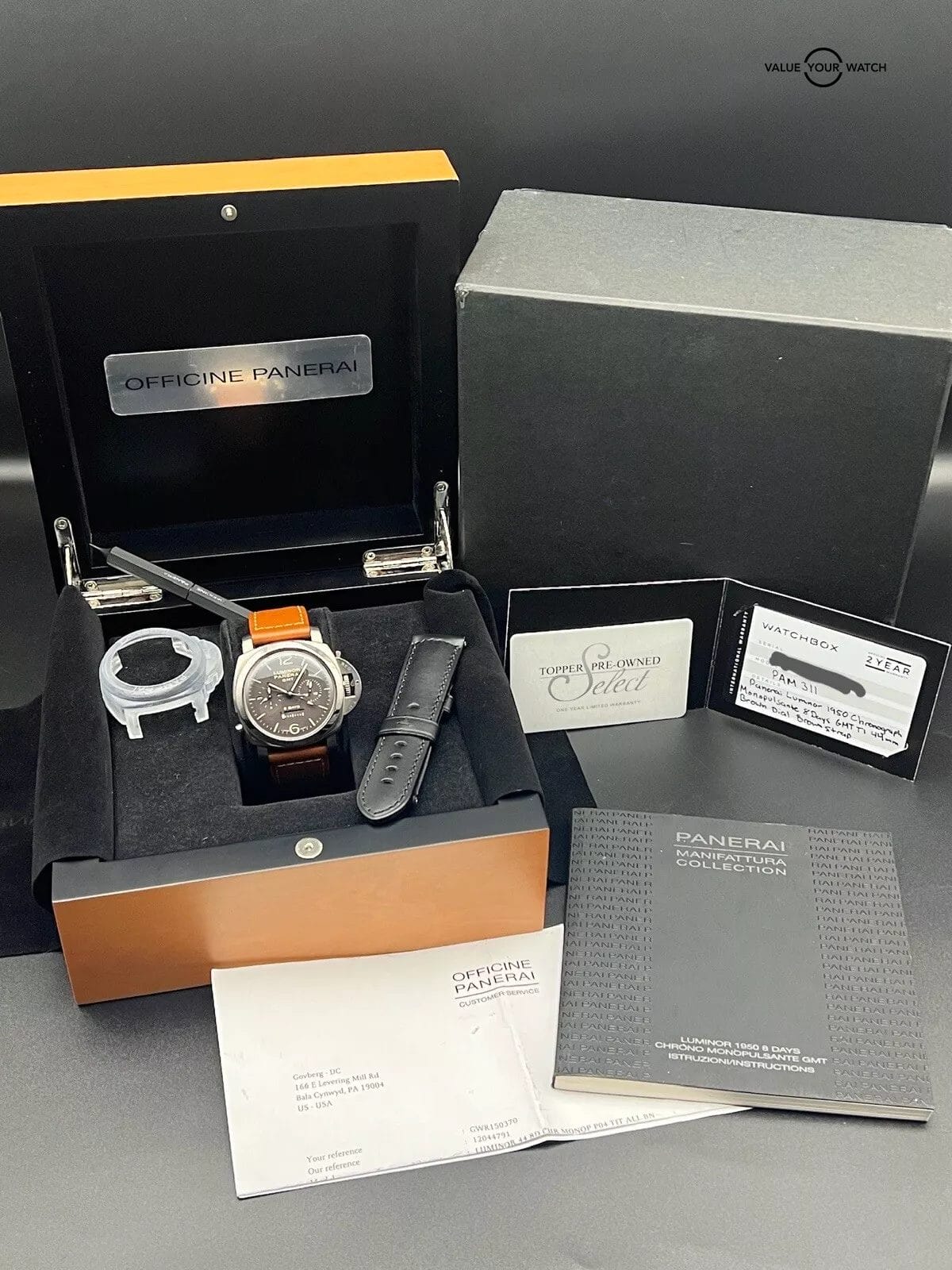 Panerai Luminor 1950 8 Days Chrono Monopulsante 311 GMT- PAM00311 Full Set - Image 5