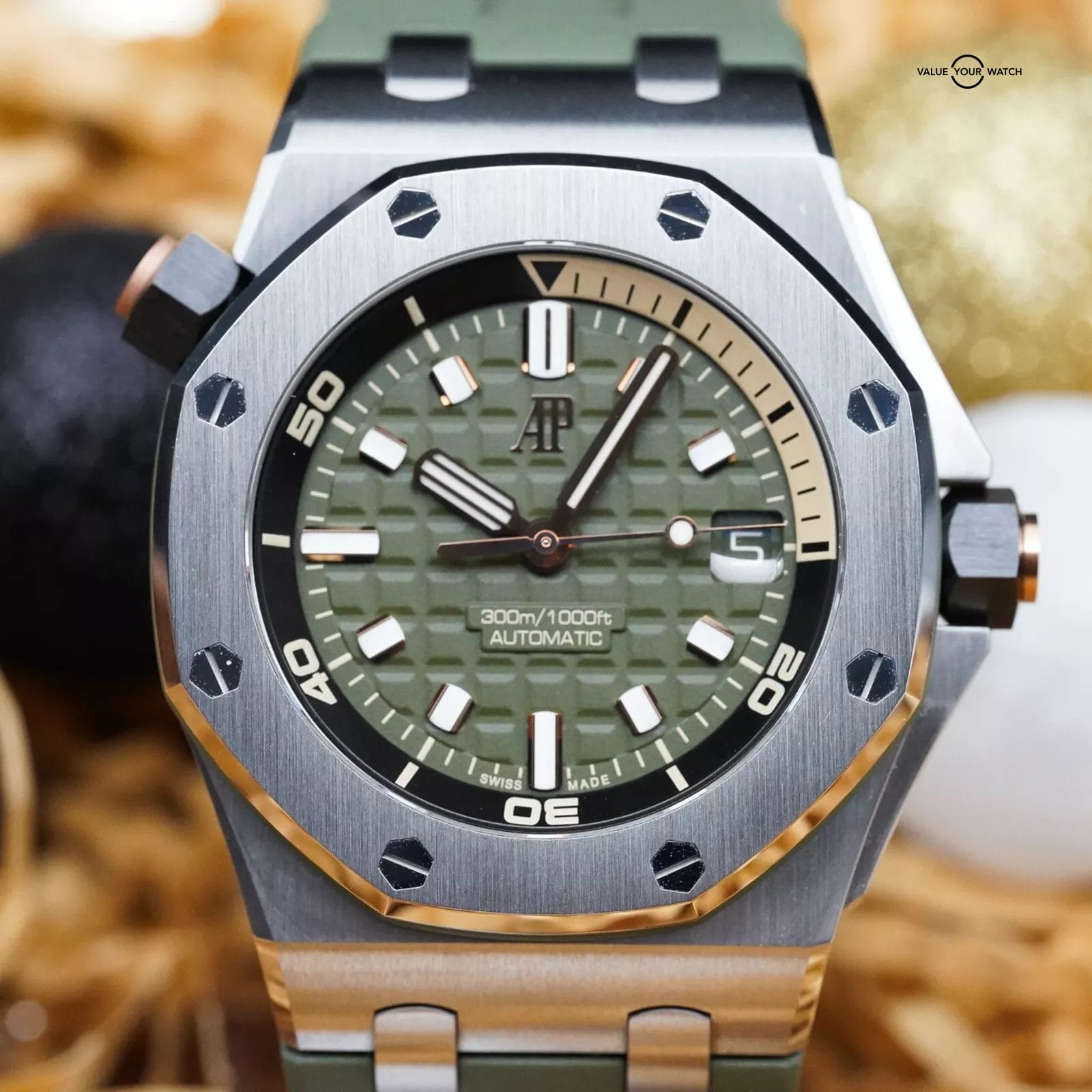 Audemars Piguet Royal Oak Offshore Diver 42MM Khaki Green 15720ST Complete Set - Image 16