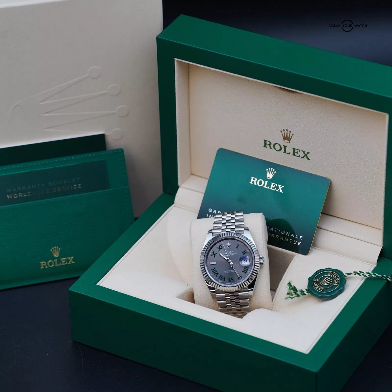 Rolex Datejust 41 Wimbledon Jubilee - Fluted 18K White Gold Bezel - Complete - Image 3