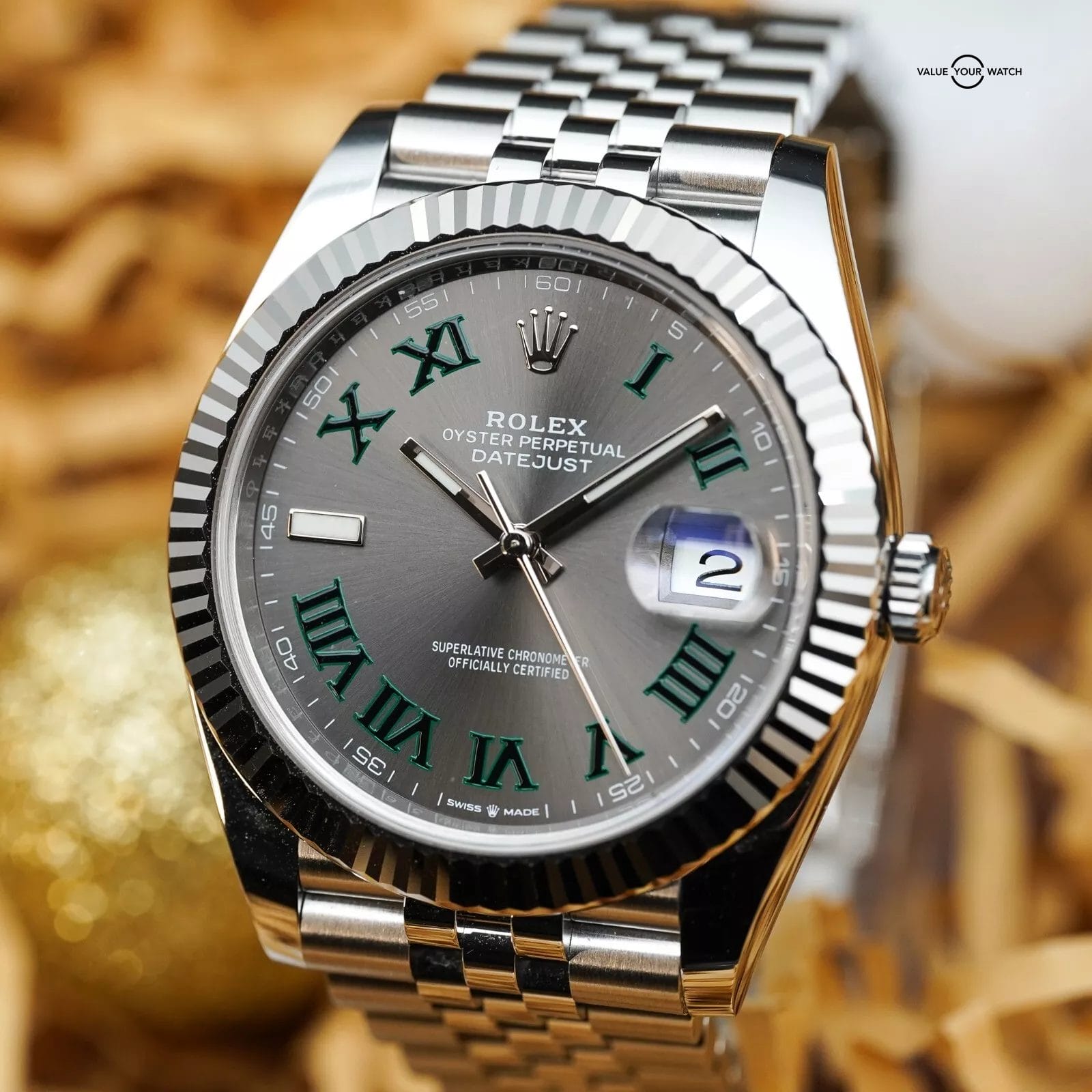 Rolex Datejust 41 Wimbledon Jubilee - Fluted 18K White Gold Bezel - Complete - Image 15