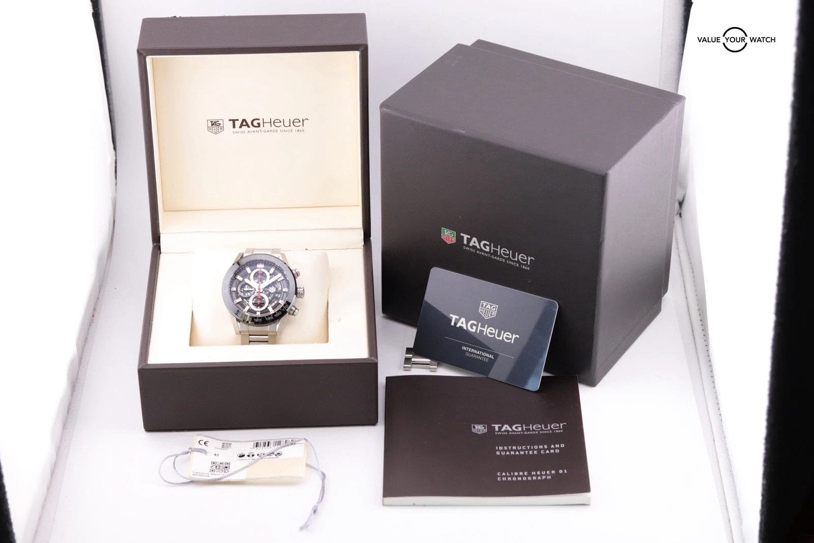 Tag Heuer Carrera Chronograph Stainless Steel 43mm Watch CAR201V.BA7014 B+P - Image 2