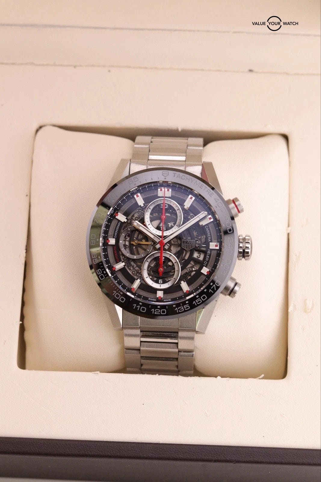 Tag Heuer Carrera Chronograph Stainless Steel 43mm Watch CAR201V.BA7014 B+P