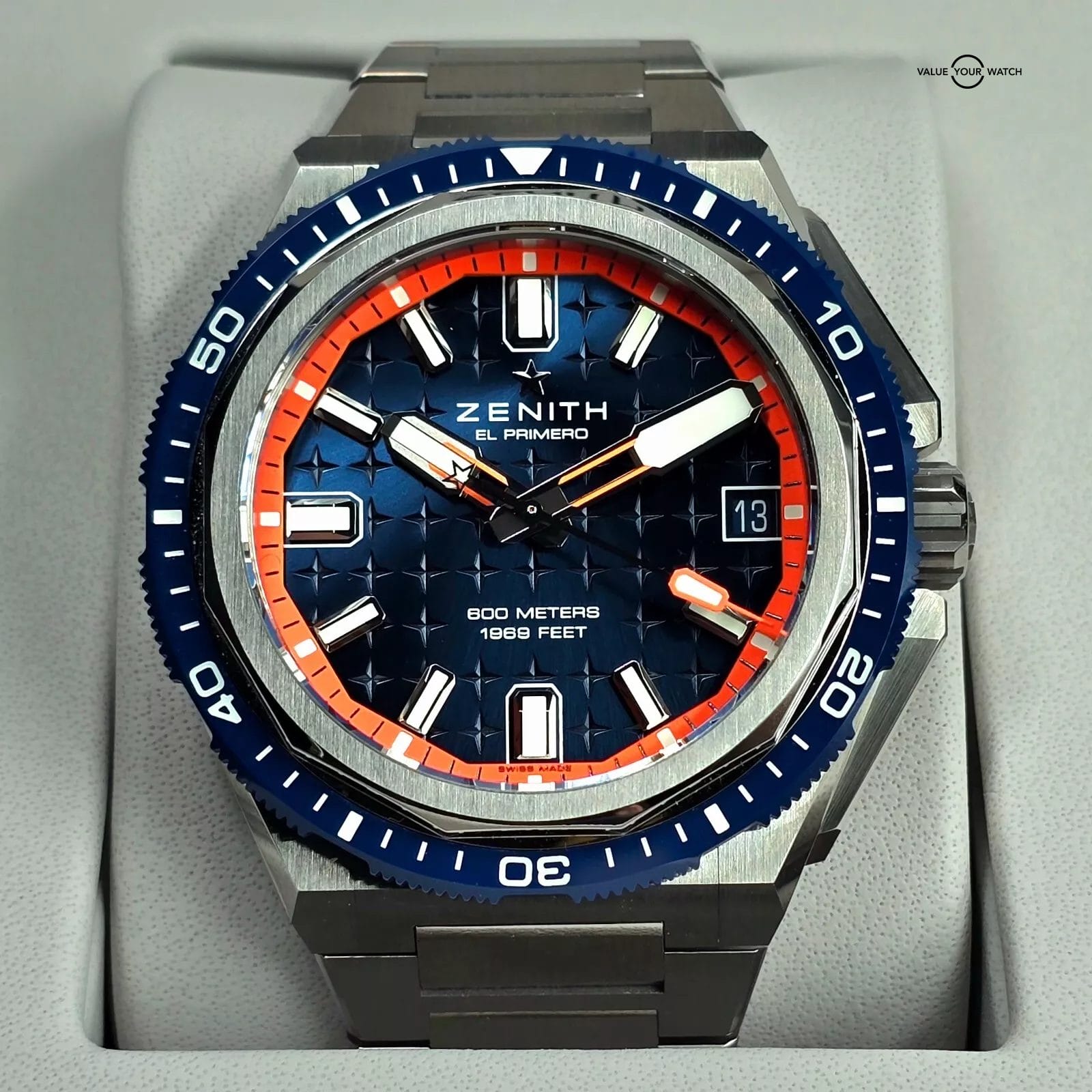 Zenith Defy Extreme Diver El Primero, Titanium with 3 straps, blue dial,full set - Image 15