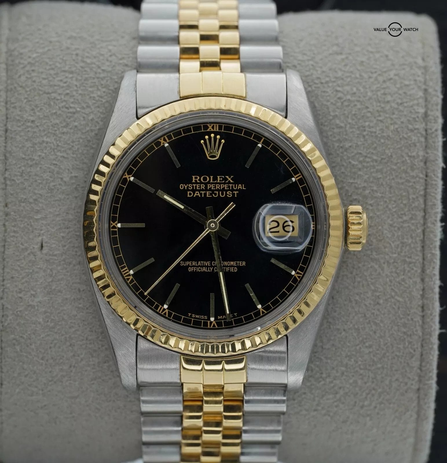 Rolex Datejust 16013 Stainless Steel and 18K Yellow Gold Black Dial Jubilee! - Image 16