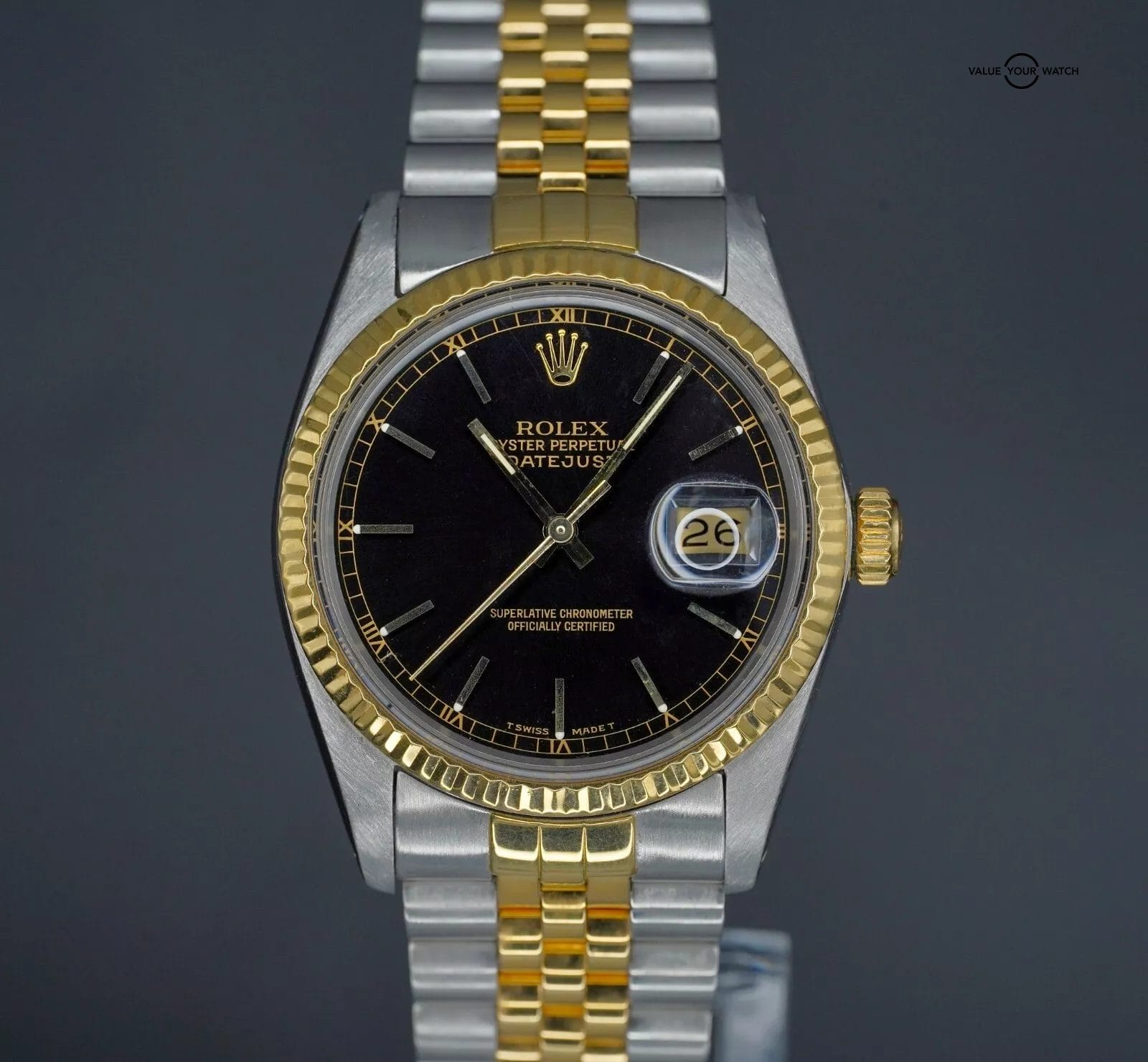 Rolex Datejust 16013 Stainless Steel and 18K Yellow Gold Black Dial Jubilee! - Image 17