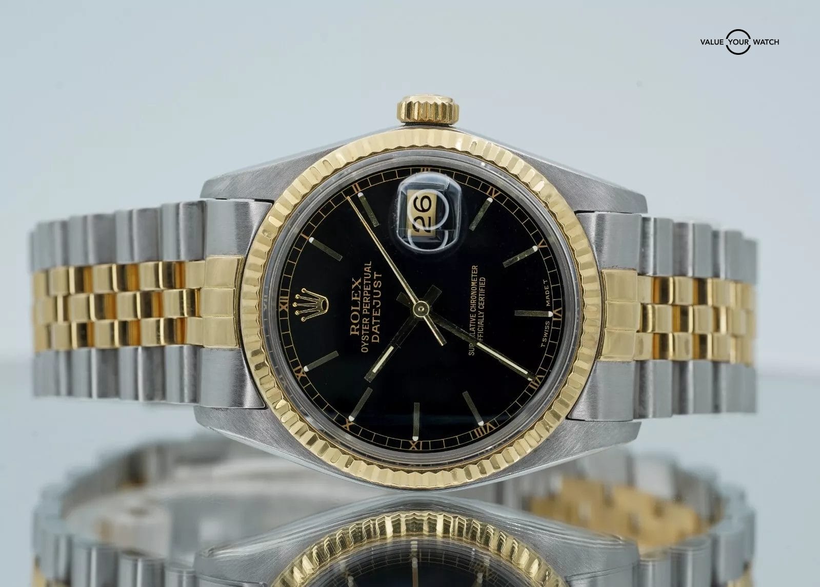Rolex Datejust 16013 Stainless Steel and 18K Yellow Gold Black Dial Jubilee! - Image 18