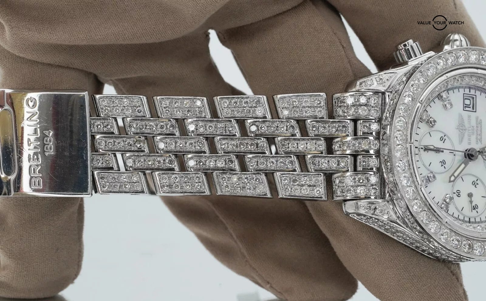 Breitling Chronomat Evolution A13356 Diamonds Iced Out Mother of Pearl Dial! - Image 13