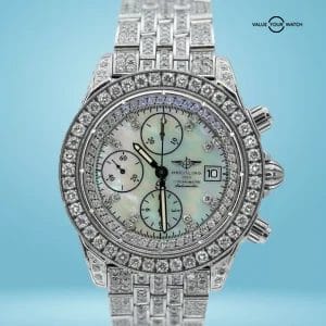 Breitling Chronomat Evolution A13356 Diamonds Iced Out Mother of Pearl Dial!
