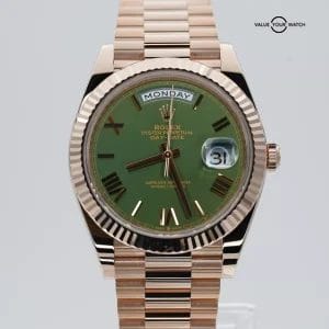 2025 Rolex Day-Date Rose Gold Olive Green Dial BOXES/PAPERS!