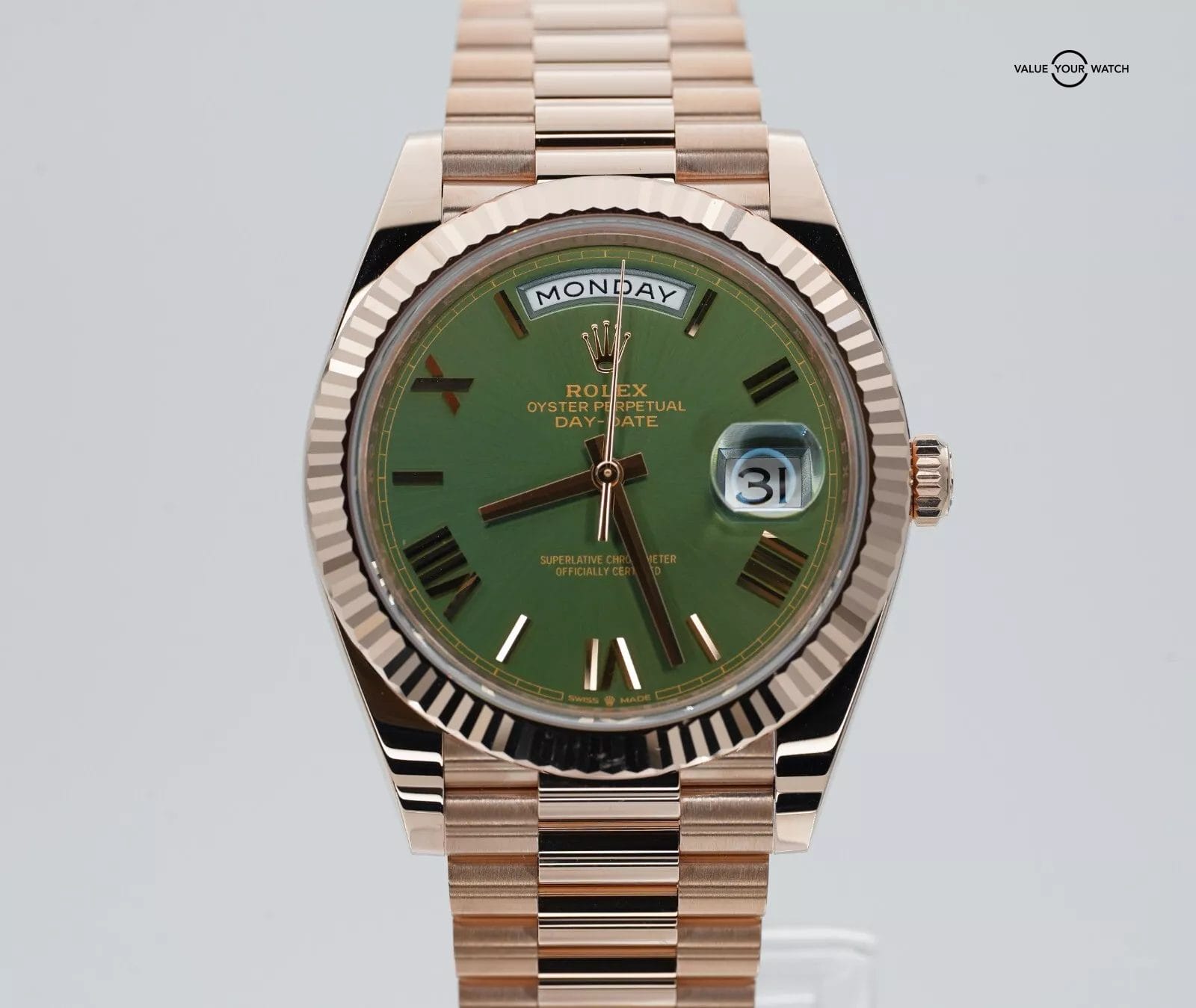2025 Rolex Day-Date Rose Gold Olive Green Dial BOXES/PAPERS!