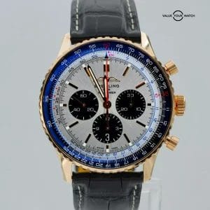 Breitling Navitimer B01 Chronograph 46mm 18K Red Gold RB0137 Silver Dial B/P!
