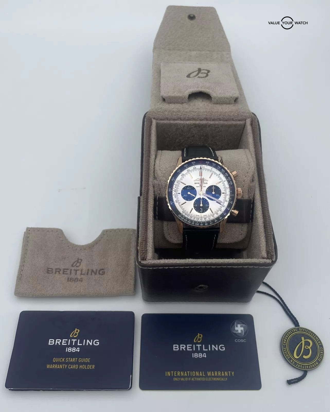 Breitling Navitimer B01 Chronograph 46mm 18K Red Gold RB0137 Silver Dial B/P! - Image 4