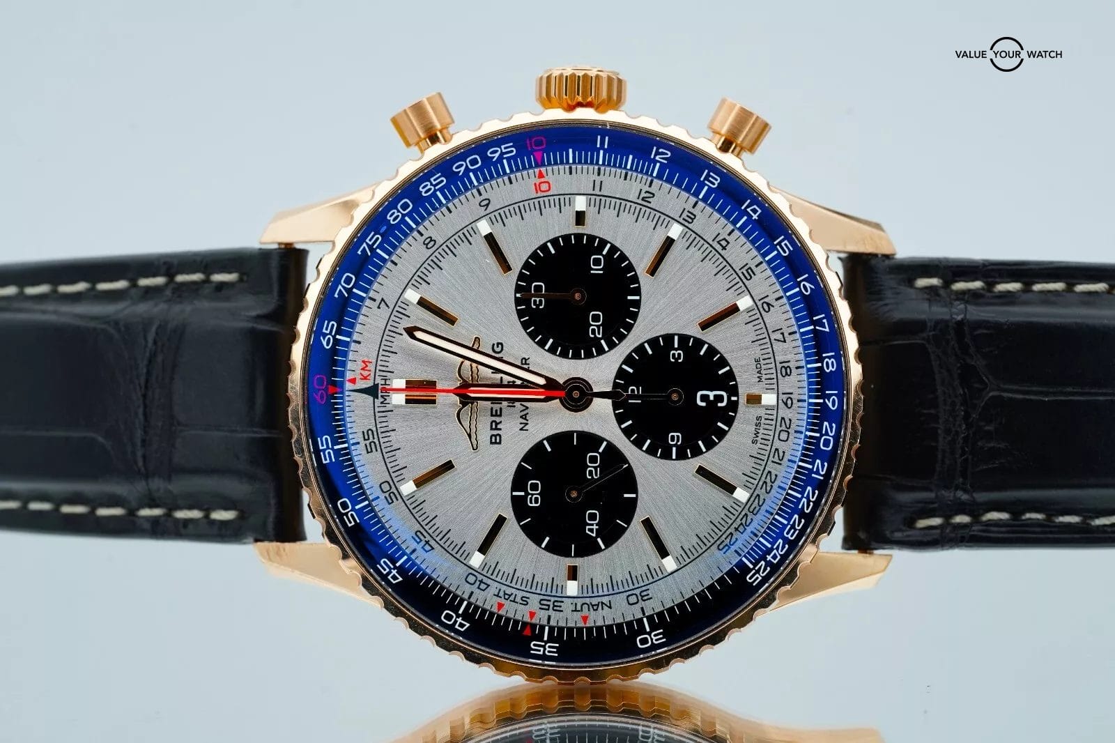 Breitling Navitimer B01 Chronograph 46mm 18K Red Gold RB0137 Silver Dial B/P! - Image 20