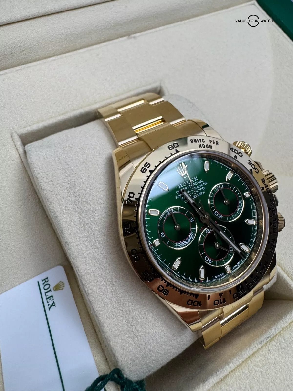 2019 BOTH TAGS Green Dial on Card Box Papers 18k Yellow Gold John Mayer Daytona - Image 2