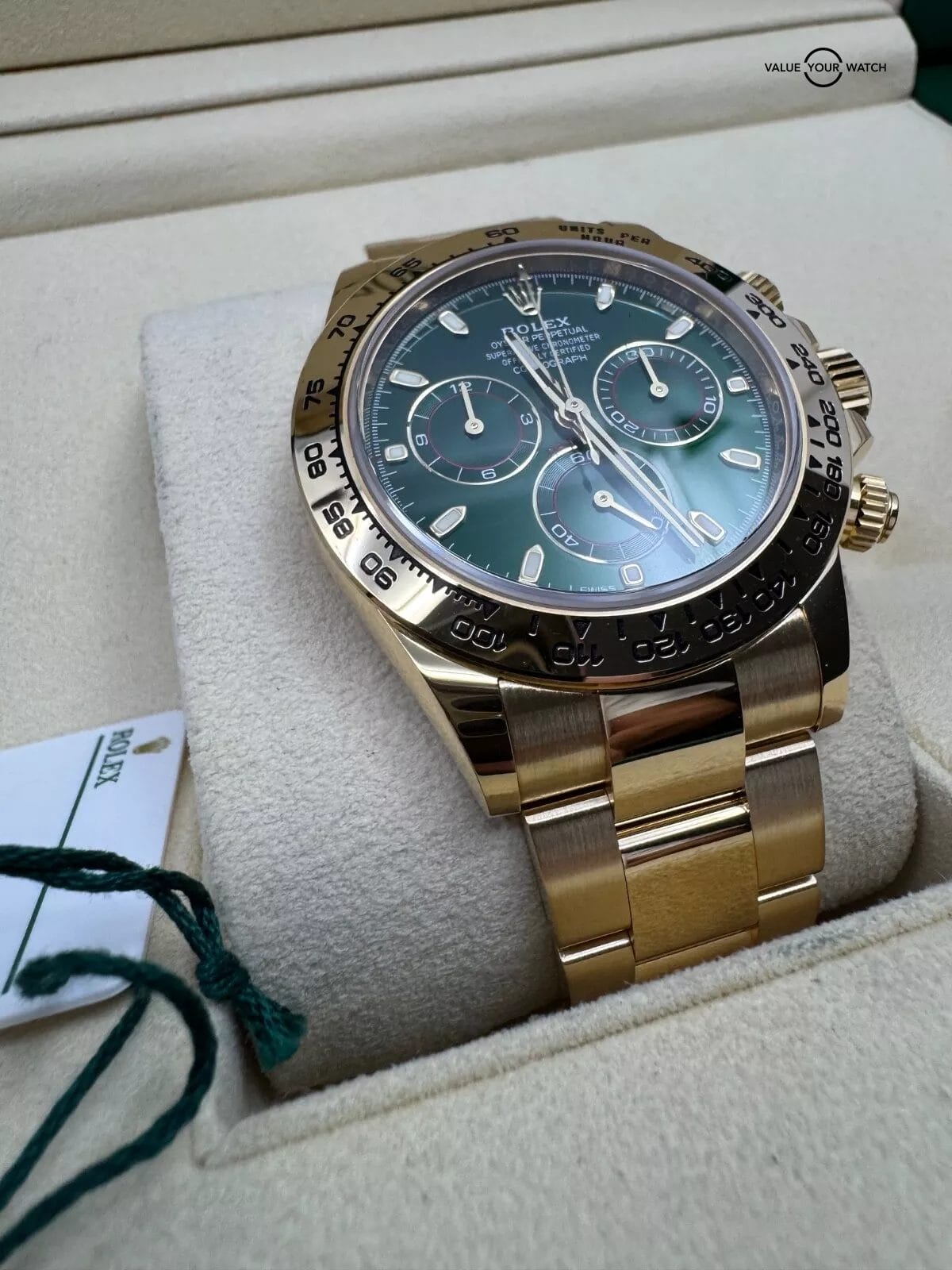 2019 BOTH TAGS Green Dial on Card Box Papers 18k Yellow Gold John Mayer Daytona - Image 5