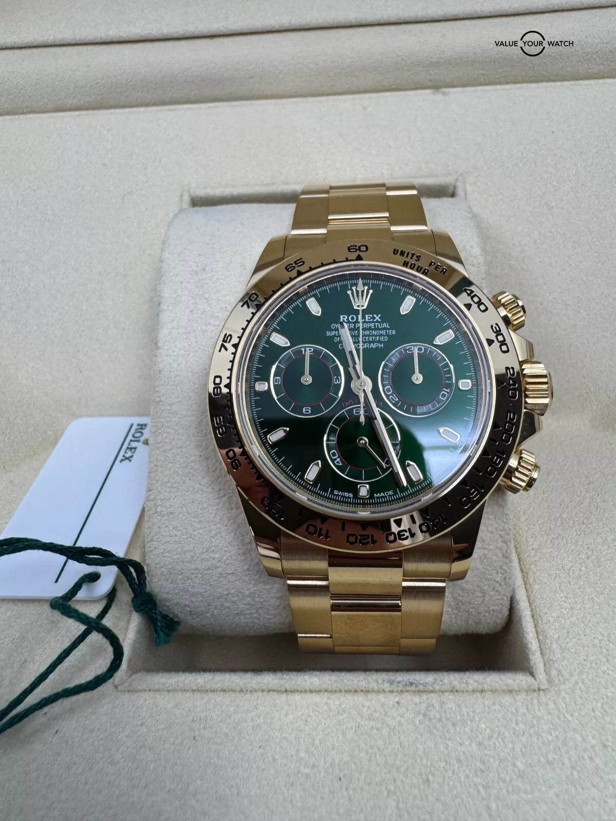 2019 BOTH TAGS Green Dial on Card Box Papers 18k Yellow Gold John Mayer Daytona