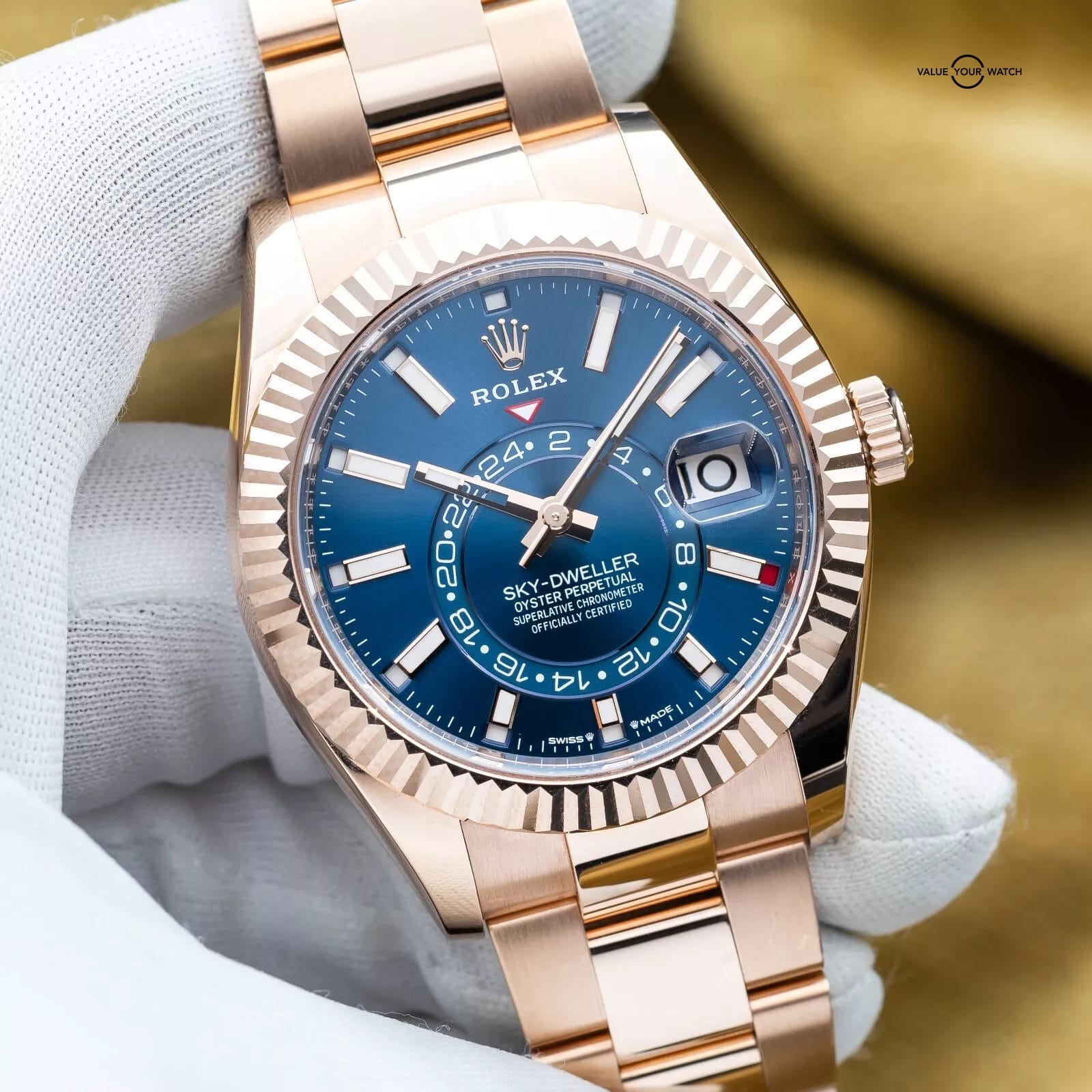 2024 Rolex Sky-Dweller 42mm Rose Gold Blue Green Dial Oyster 336935 Box & Papers - Image 4