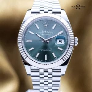 2024 Rolex DateJust 41mm DJ41 Mint Green Fluted Gold Jubilee – 126334 – Full Set