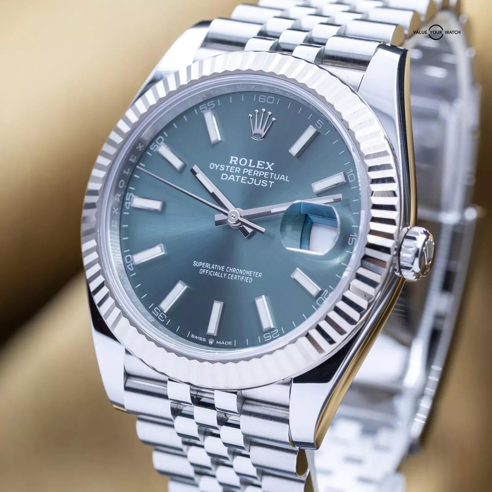 2024 Rolex DateJust 41mm DJ41 Mint Green Fluted Gold Jubilee - 126334 - Full Set - Image 5