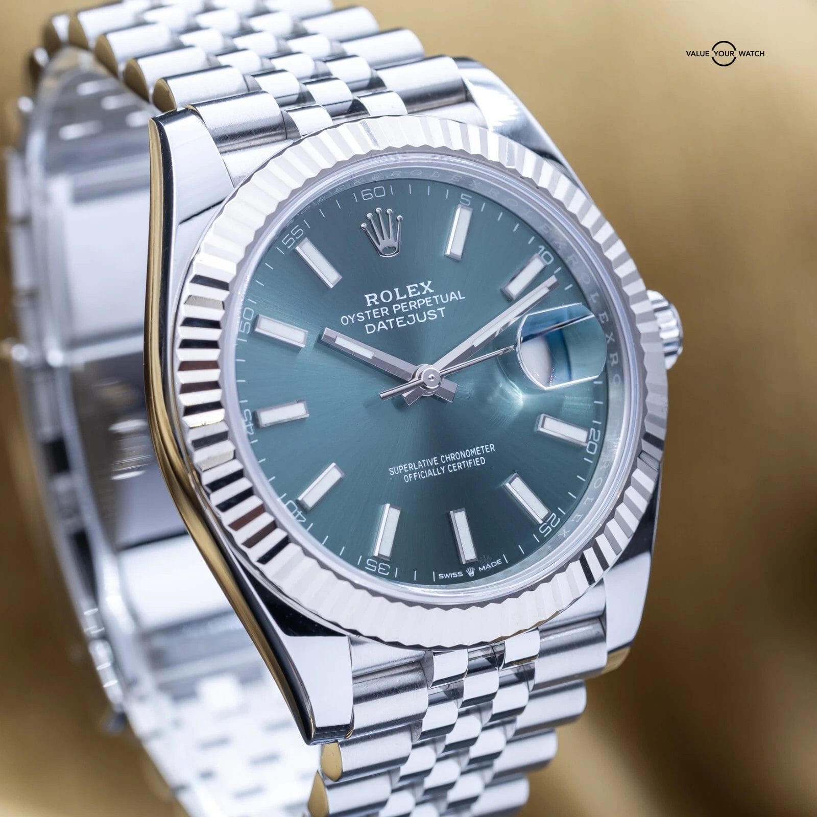 2024 Rolex DateJust 41mm DJ41 Mint Green Fluted Gold Jubilee - 126334 - Full Set - Image 6