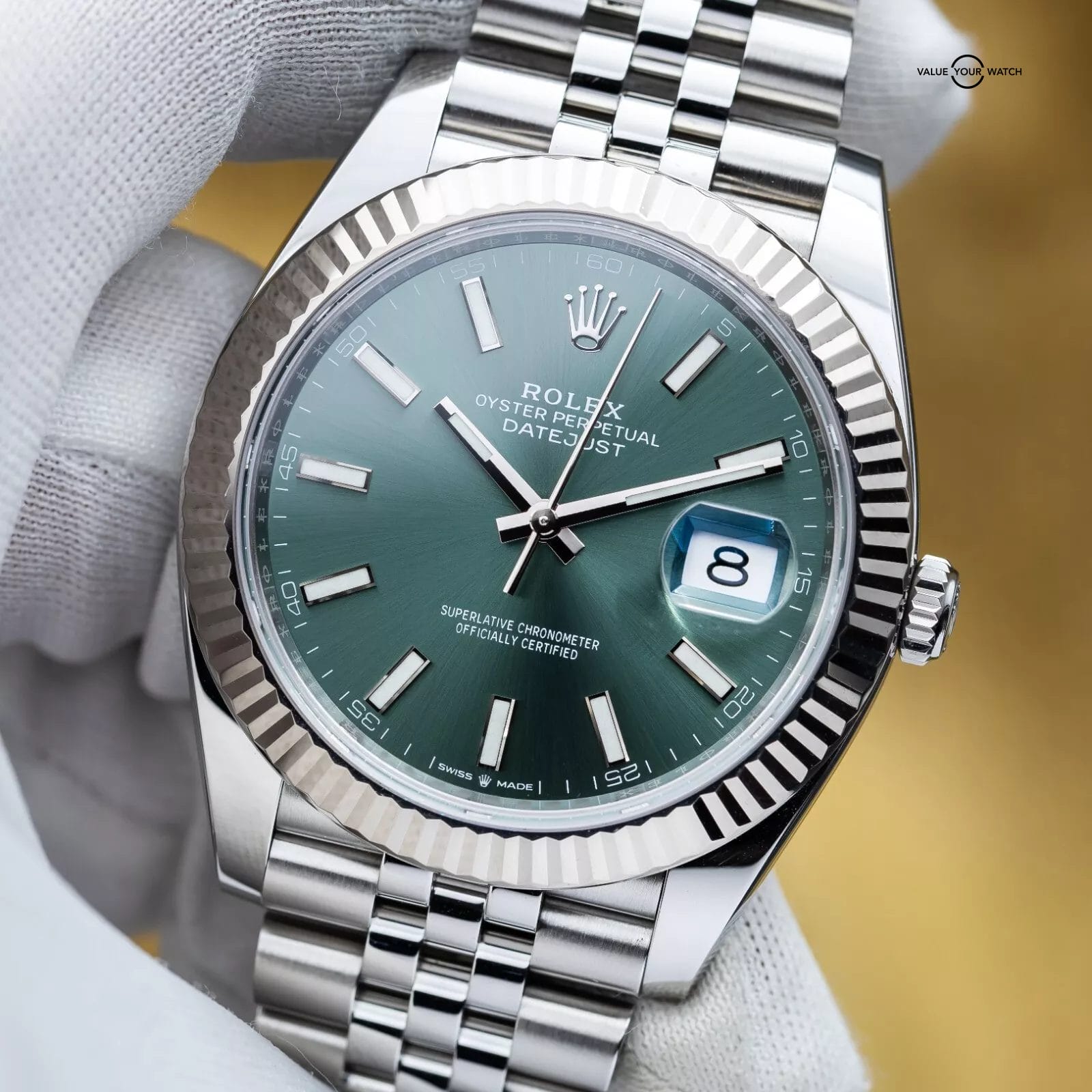 2024 Rolex DateJust 41mm DJ41 Mint Green Fluted Gold Jubilee - 126334 - Full Set - Image 13