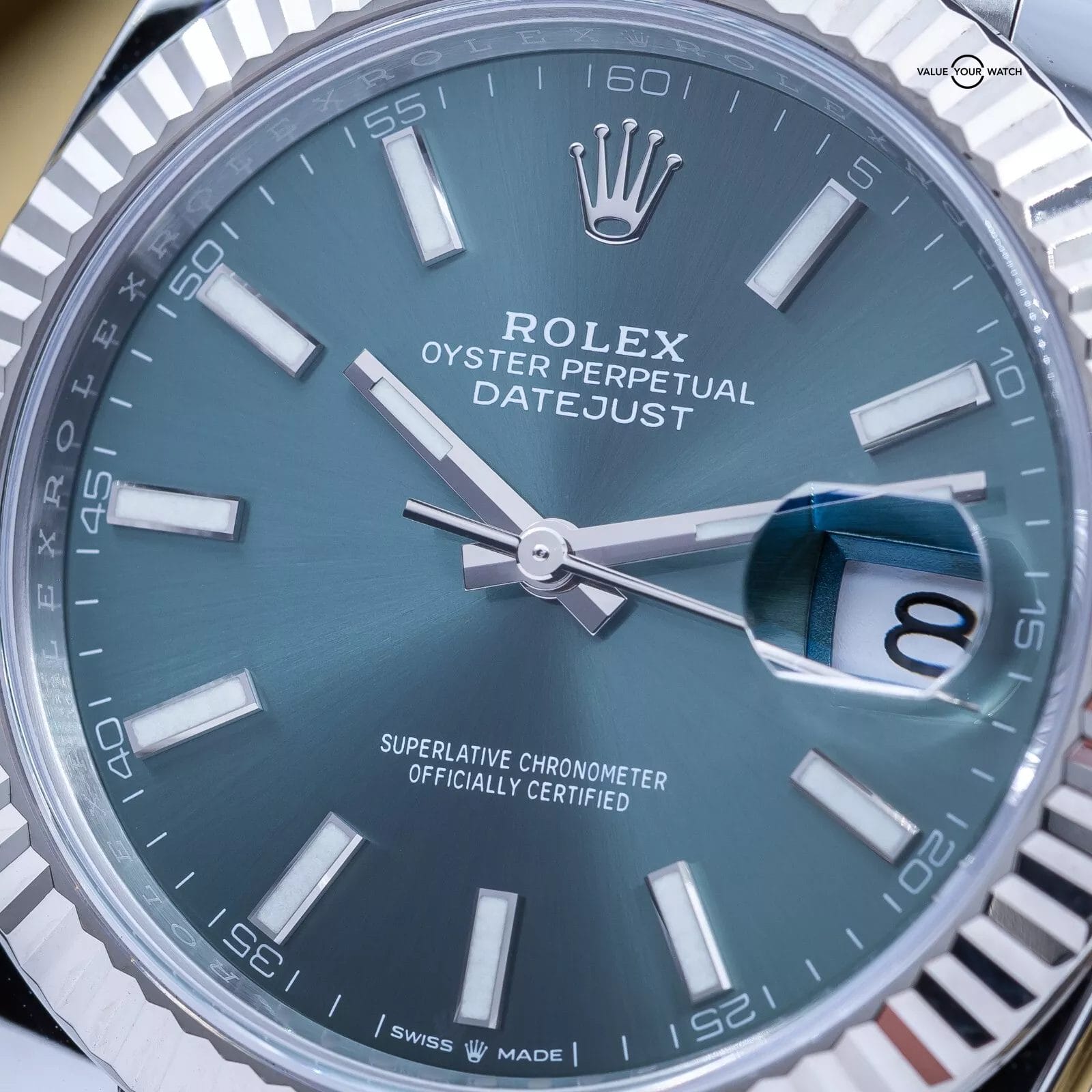 2024 Rolex DateJust 41mm DJ41 Mint Green Fluted Gold Jubilee - 126334 - Full Set - Image 16